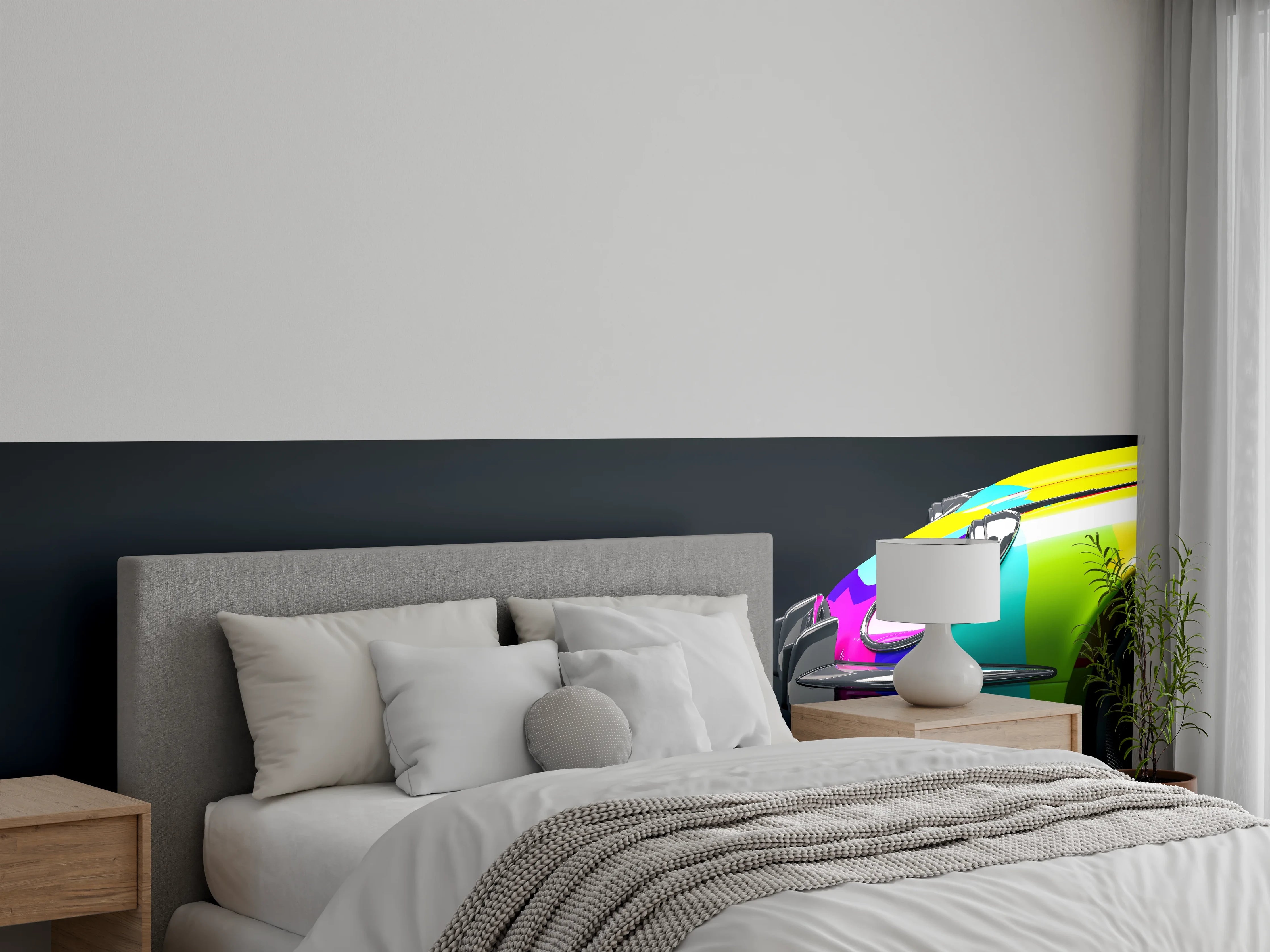 Wandverkleidung Schlafzimmer - Bunter Oldtimer Pop Art