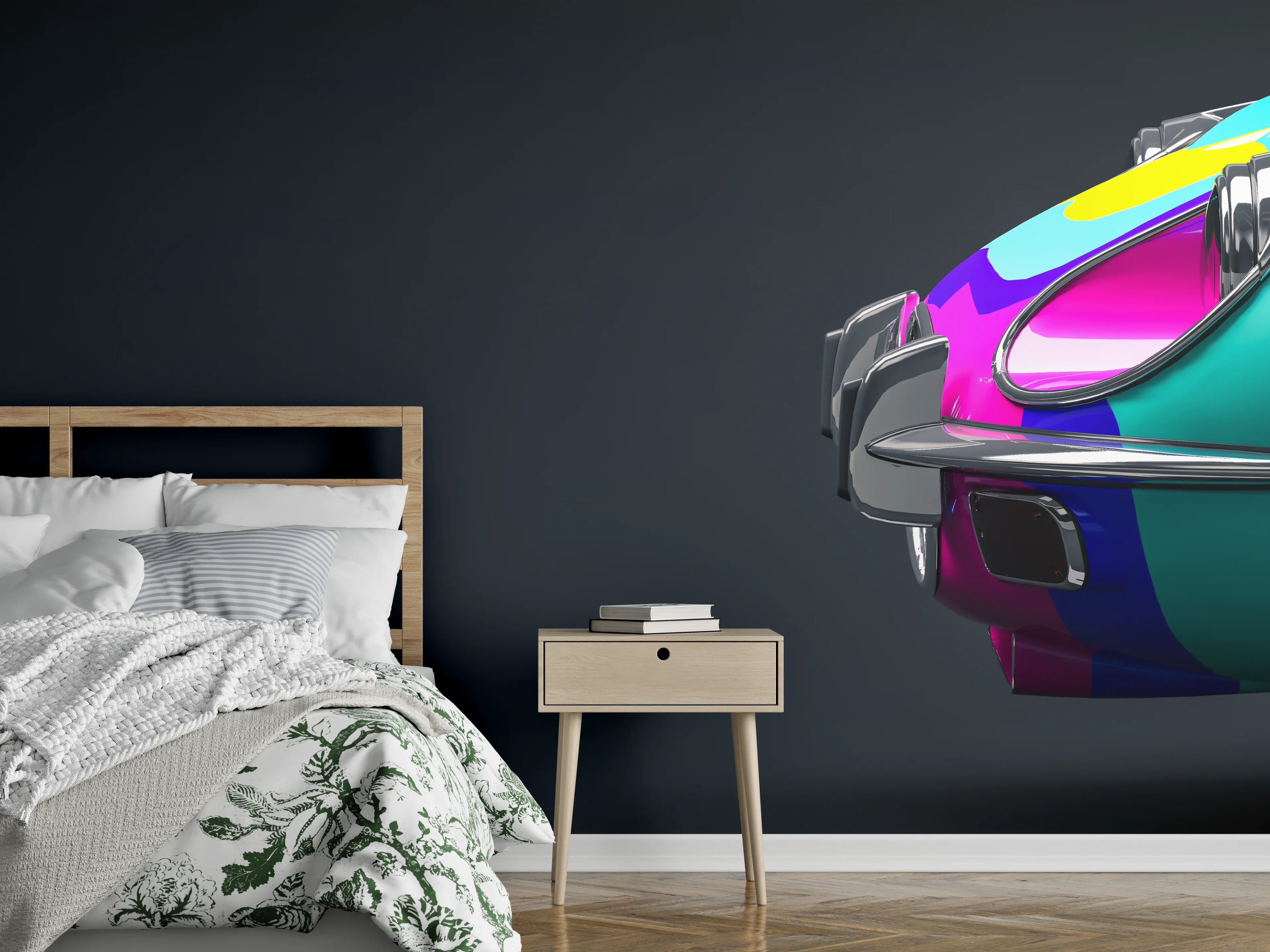Wandverkleidung Schlafzimmer - Bunter Oldtimer Pop Art