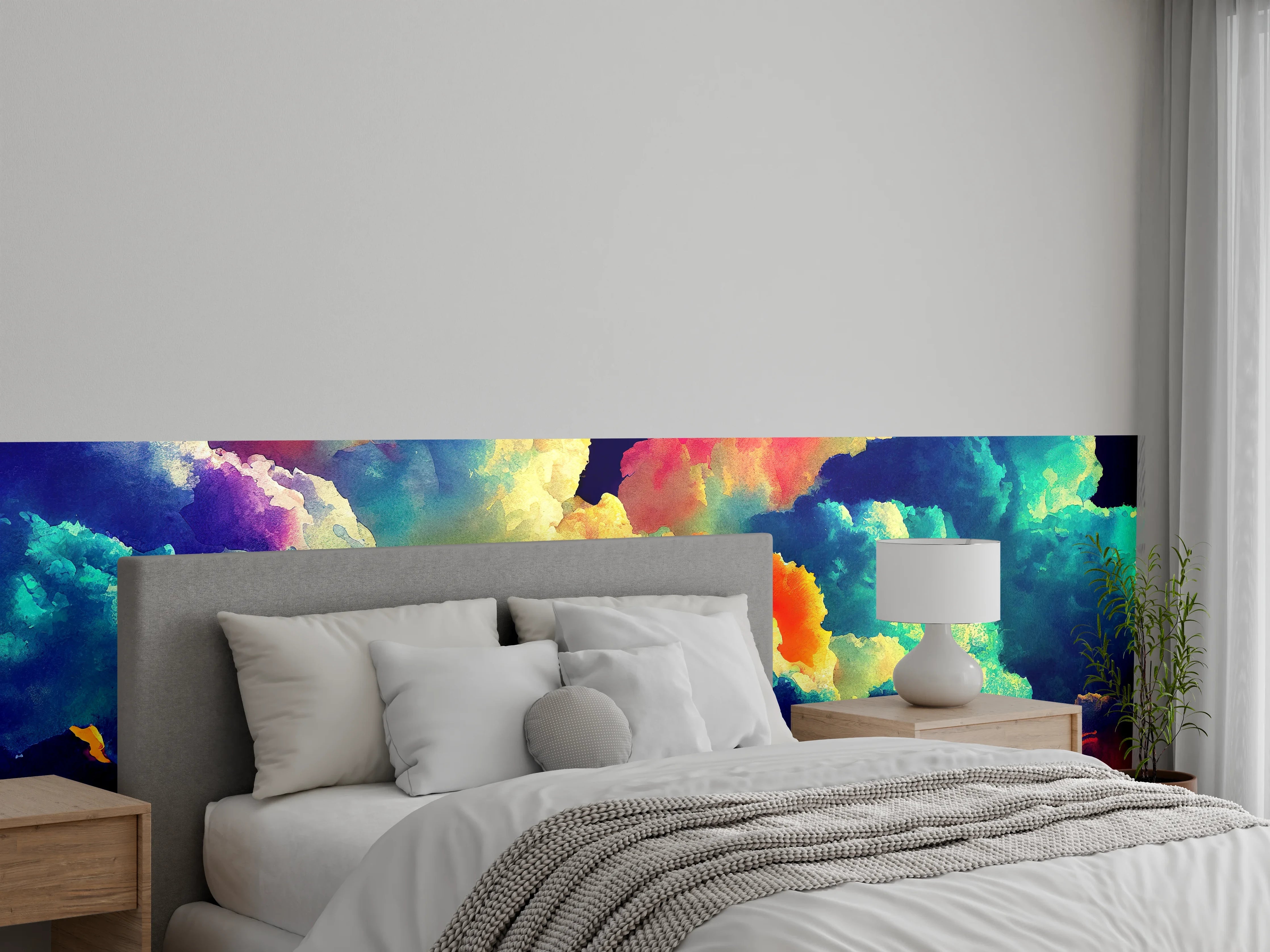 Wandverkleidung Schlafzimmer - Bunter Wolkenhimmel