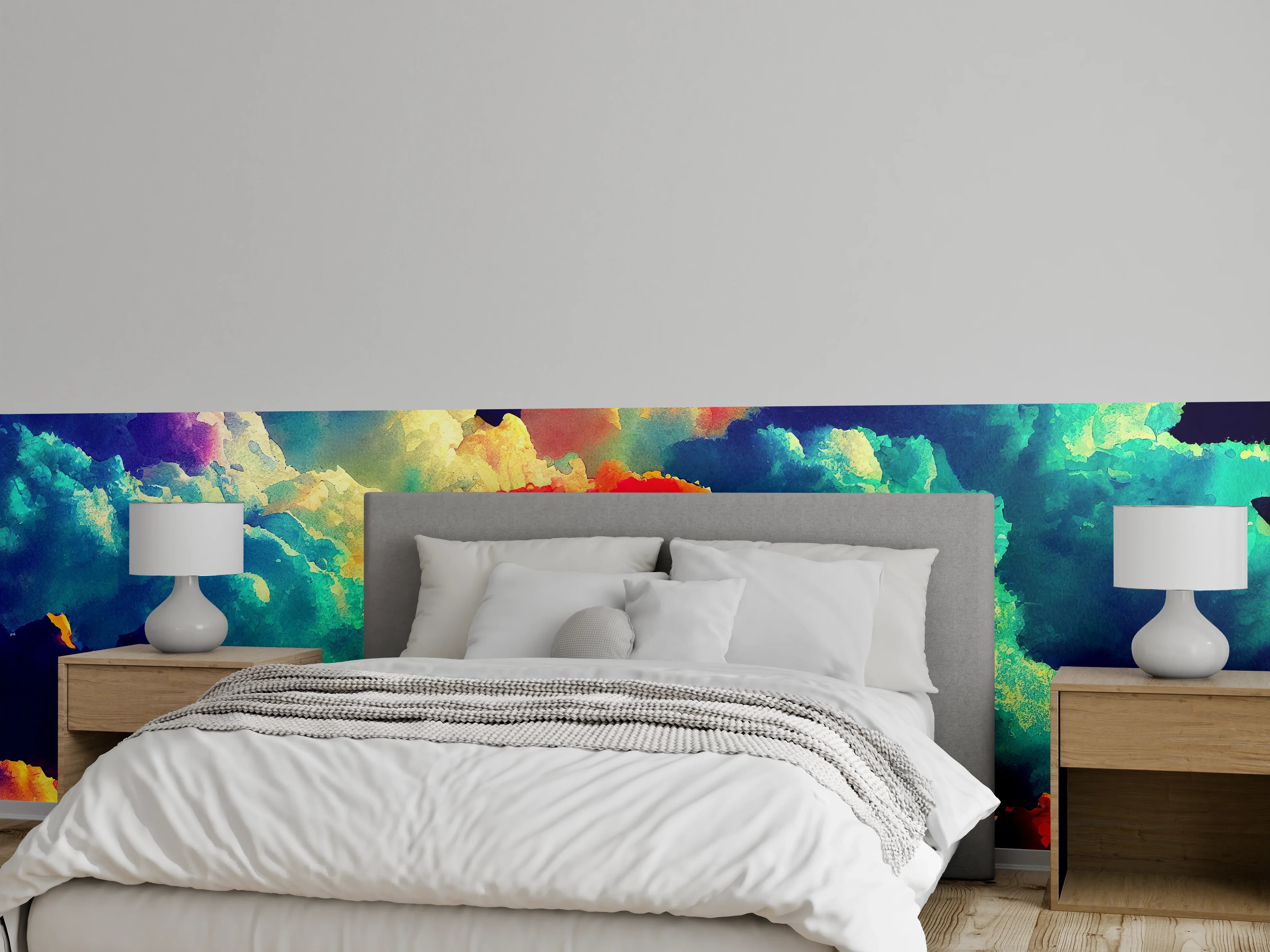 Wandverkleidung Schlafzimmer - Bunter Wolkenhimmel