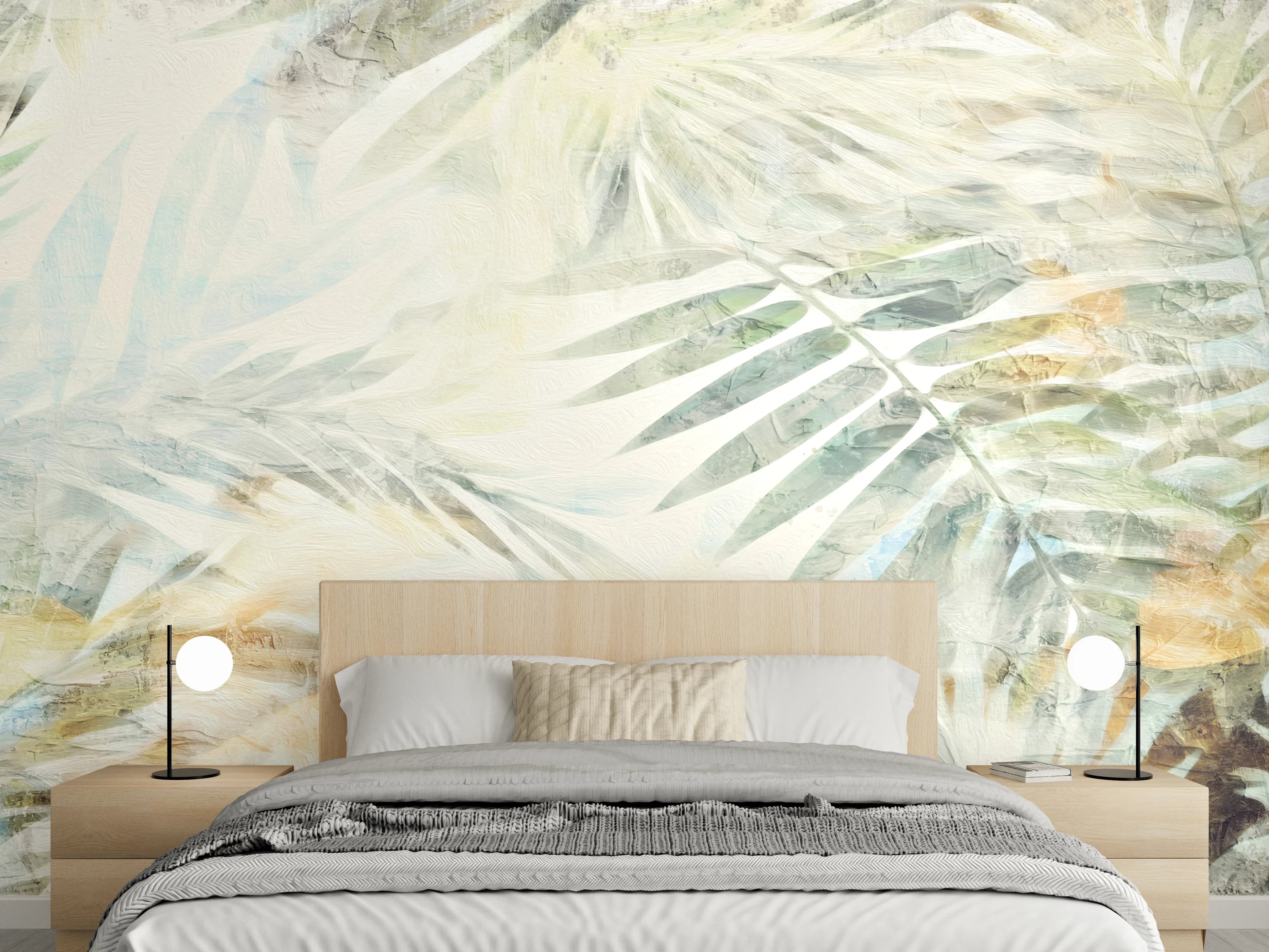 Wandverkleidung Schlafzimmer - Buntes Dschungel Gemälde
