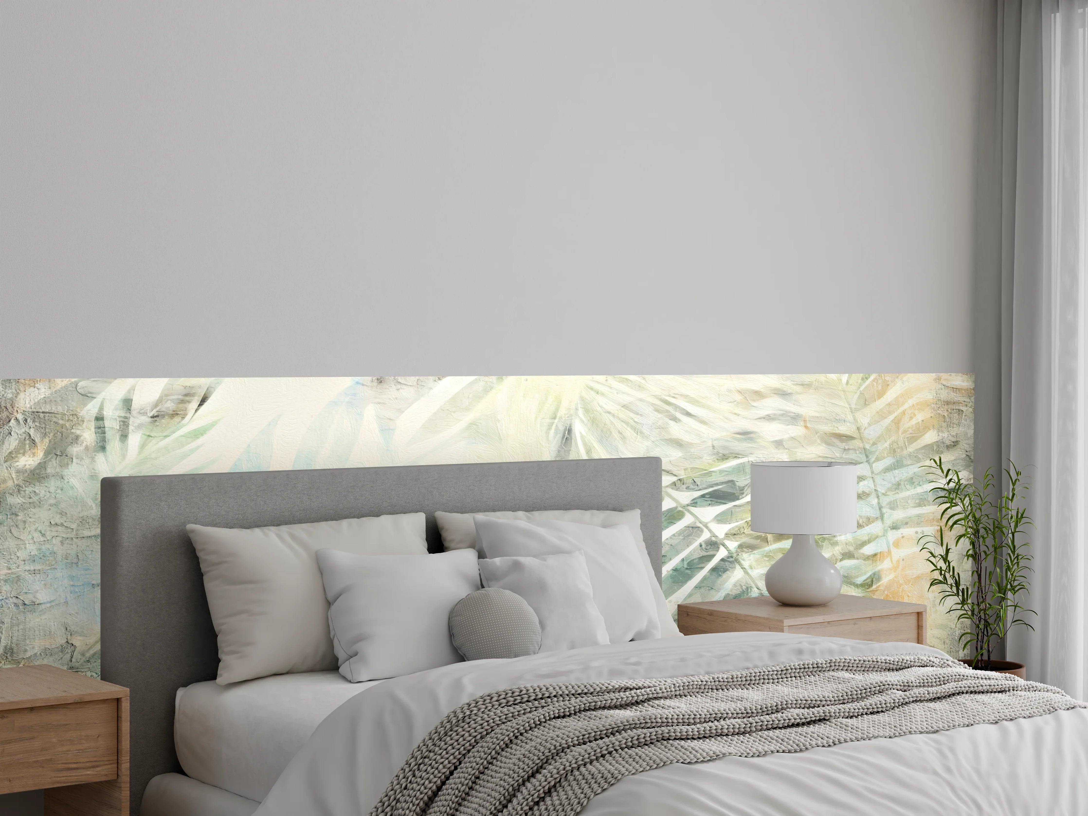 Wandverkleidung Schlafzimmer - Buntes Dschungel Gemälde