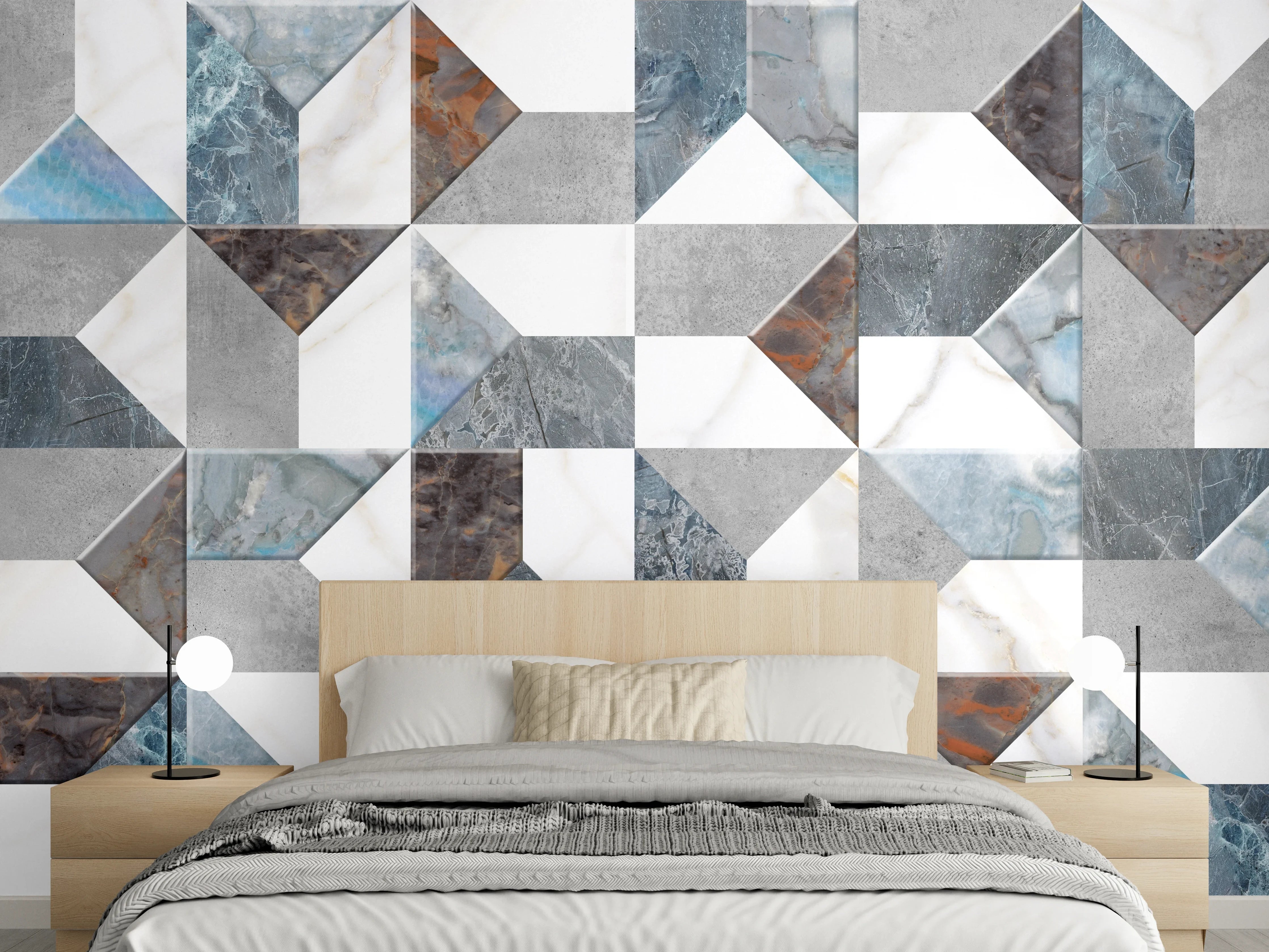 Wandverkleidung Schlafzimmer - Buntes Fliesenmuster