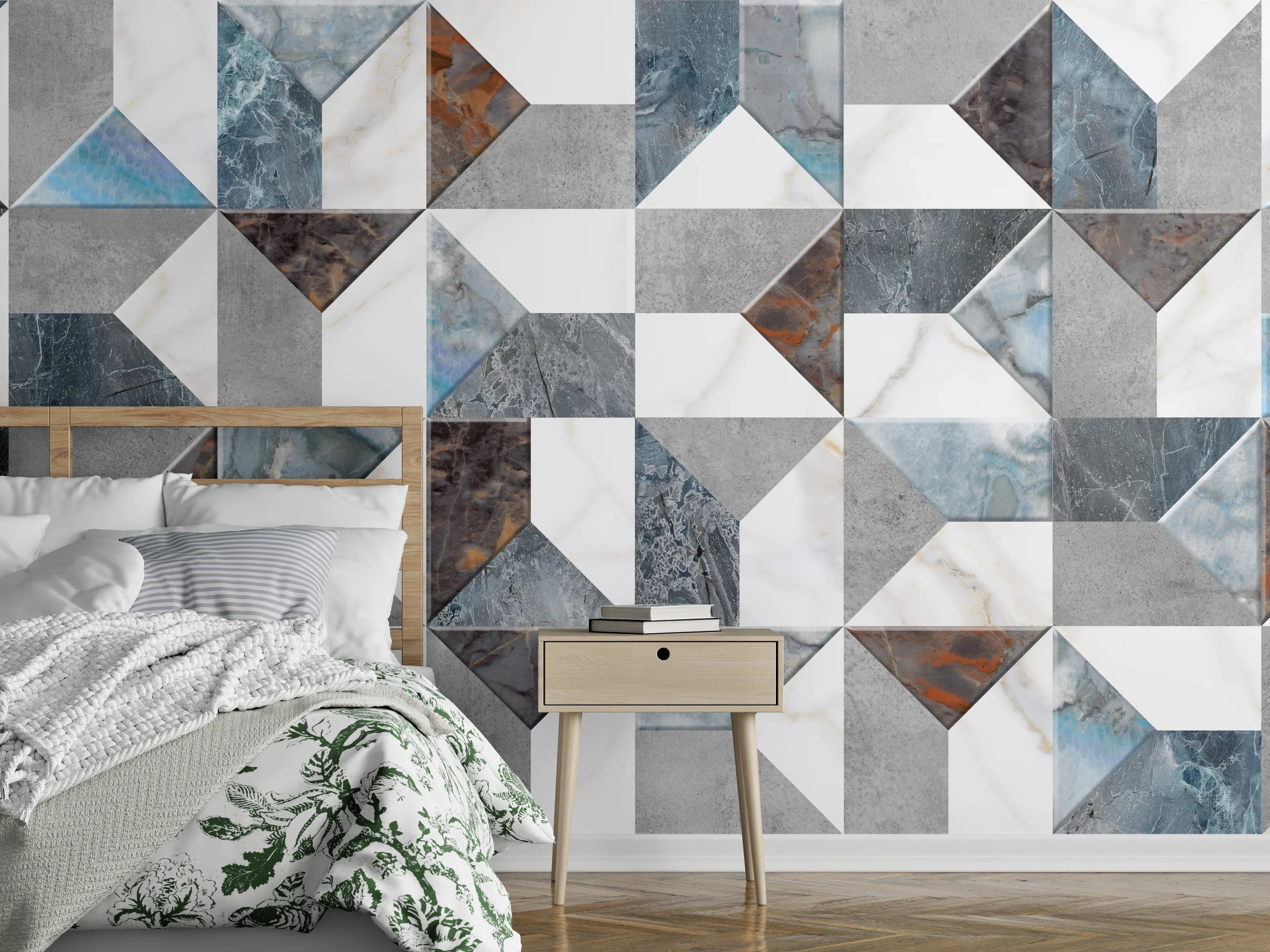Wandverkleidung Schlafzimmer - Buntes Fliesenmuster
