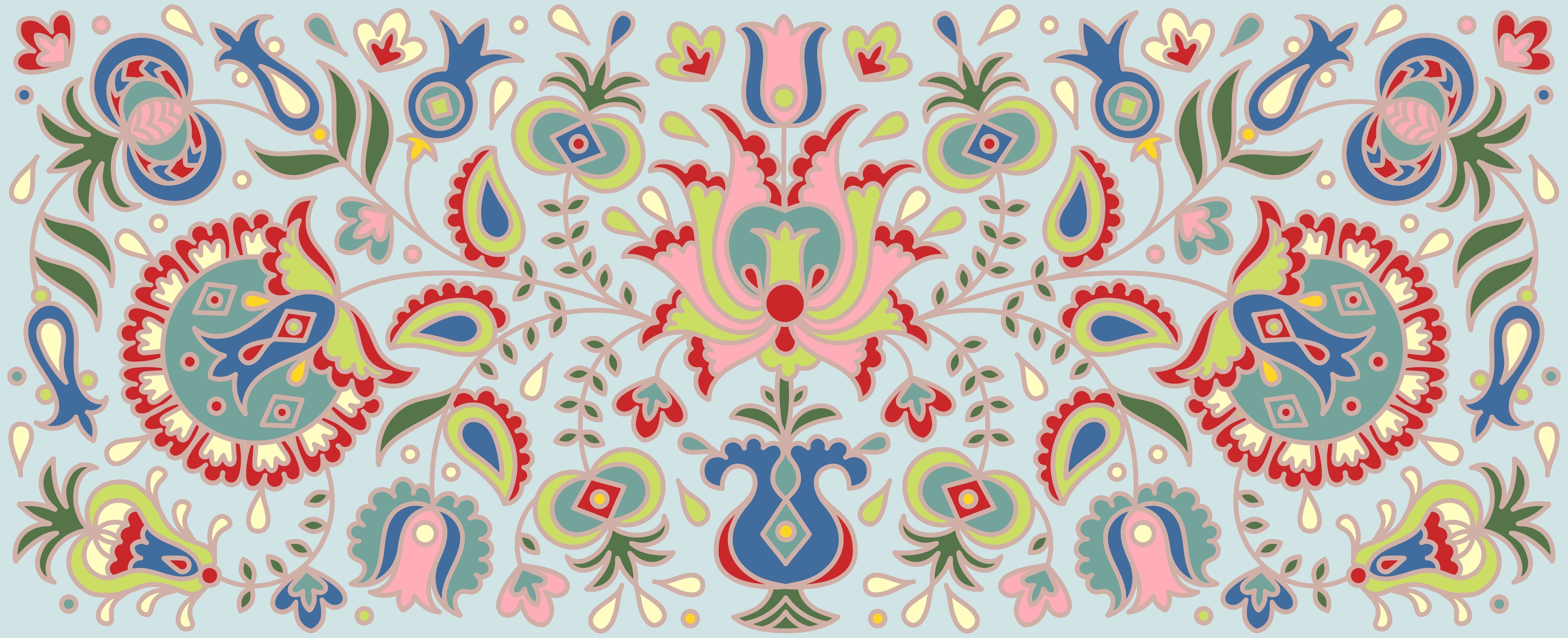 Wandverkleidung Schlafzimmer-Buntes Floral-Print-Muster