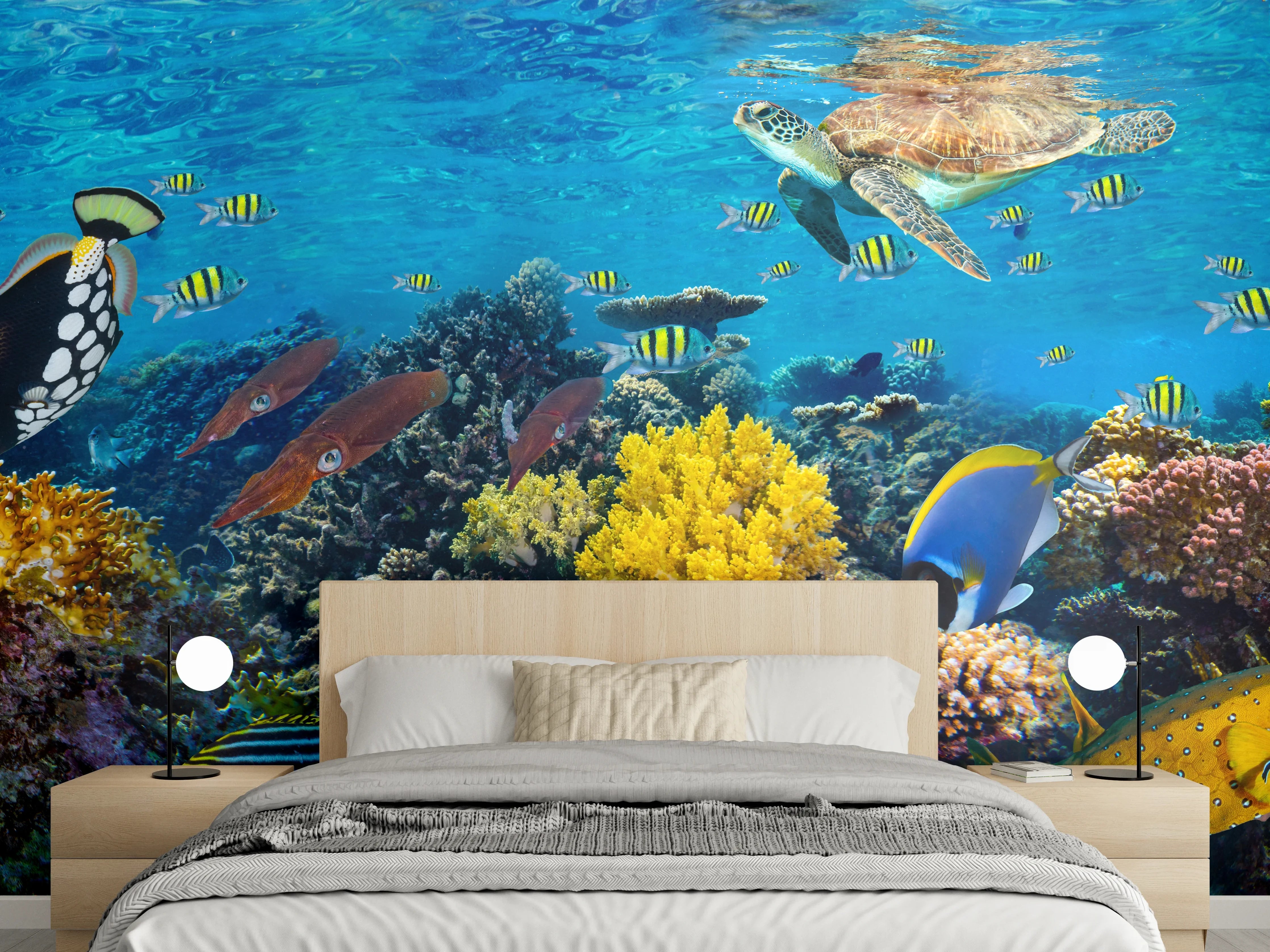 Wandverkleidung Schlafzimmer - Buntes Korallenriff Panorama