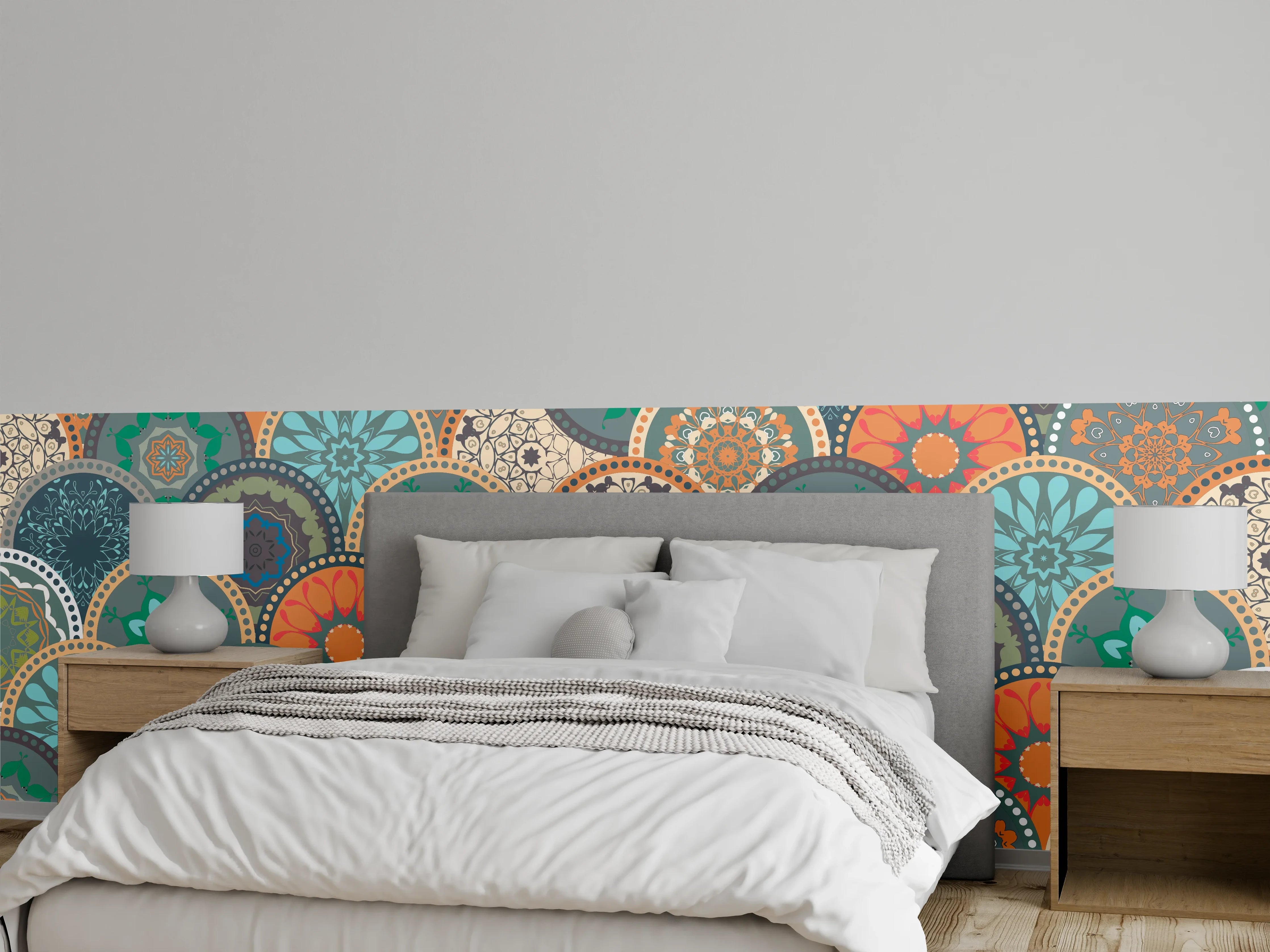 Wandverkleidung Schlafzimmer - Buntes Muster Mandala Design
