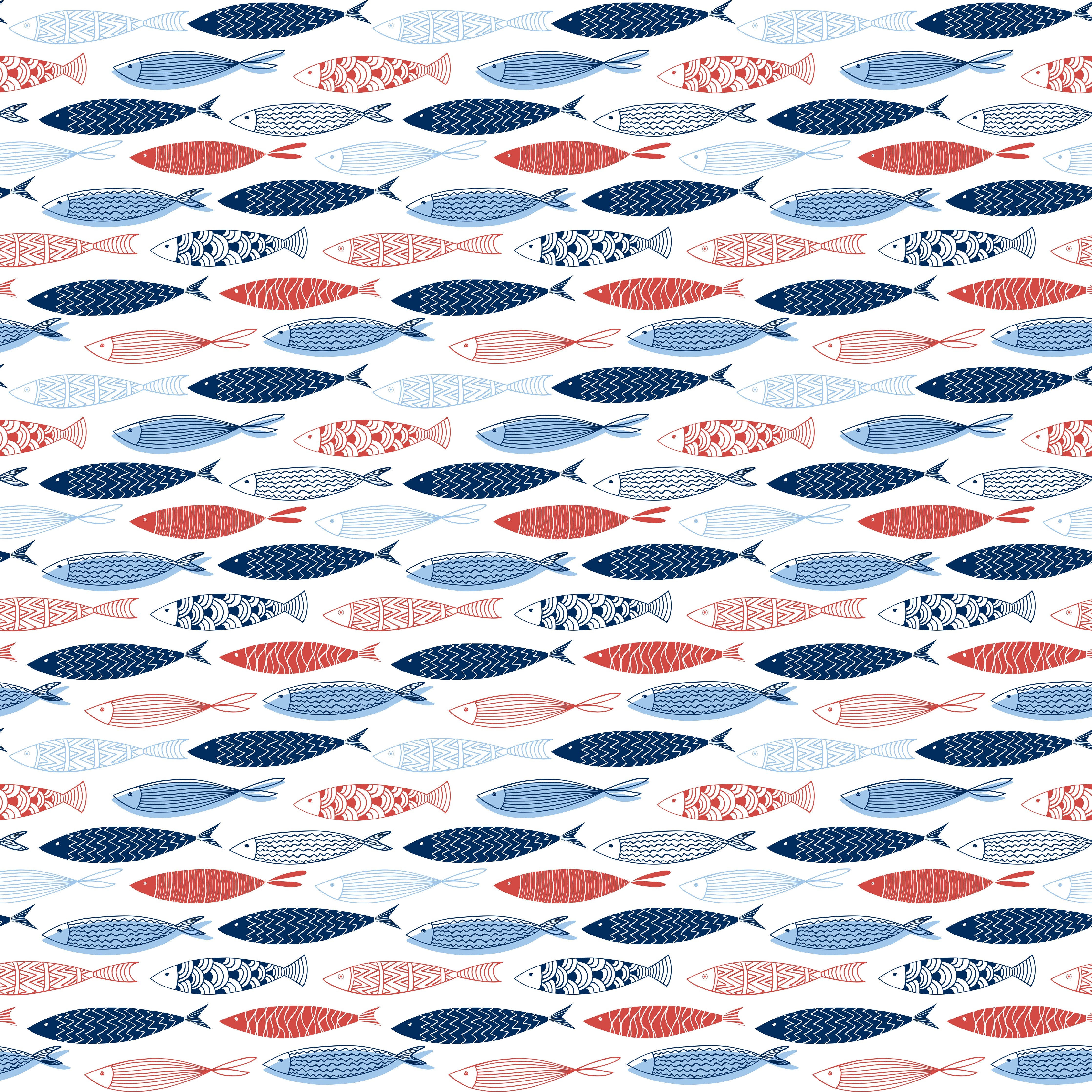 Wandverkleidung Schlafzimmer-Cartoon-Fische Blau-Rot