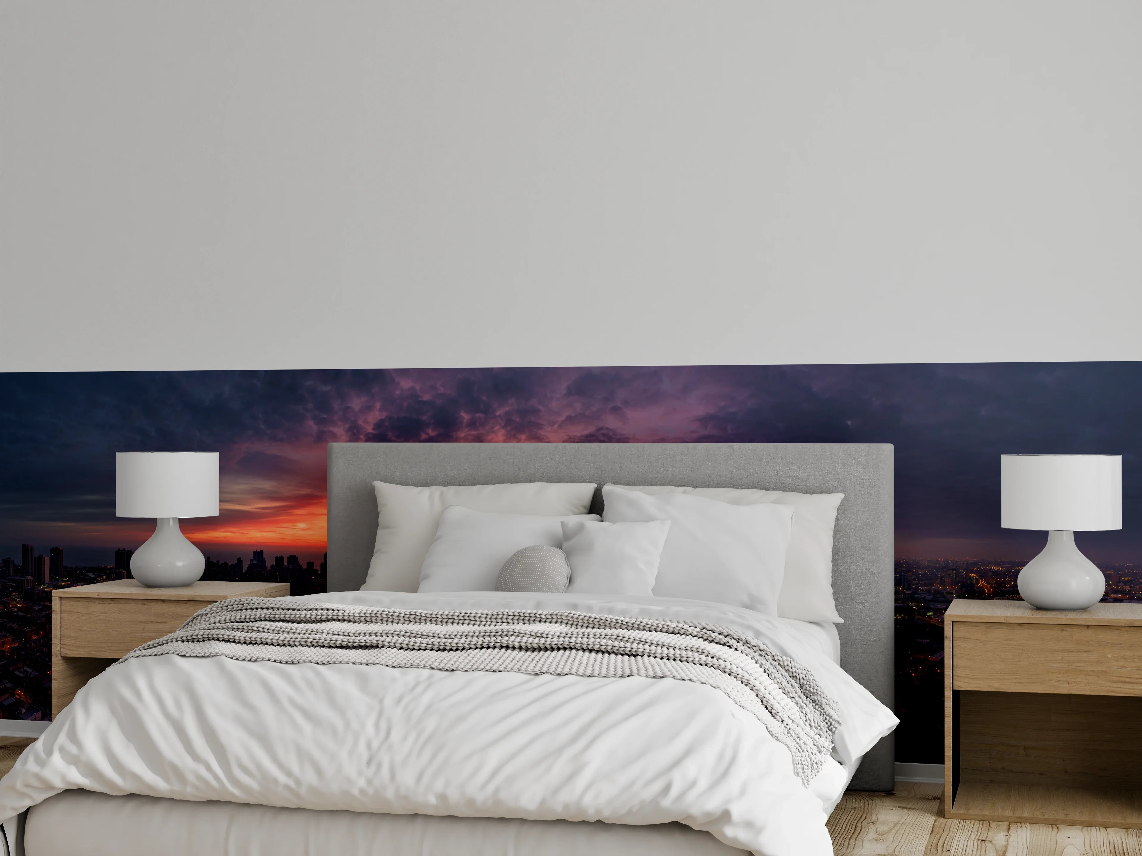 Wandverkleidung Schlafzimmer - Chicago Luftbildpanorama von Westen