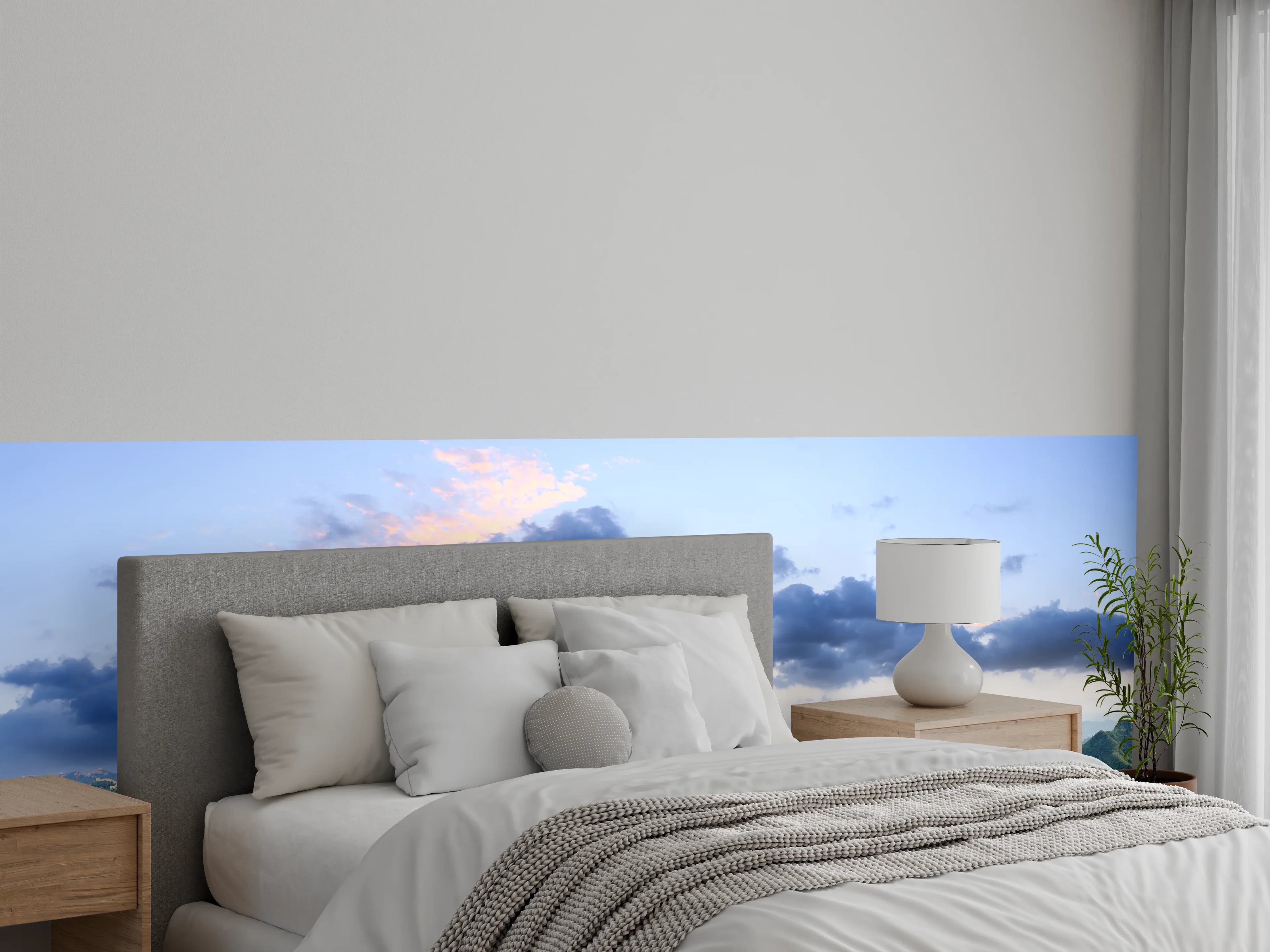 Wandverkleidung Schlafzimmer - Chinesische Mauer Panorama Grün-Blau