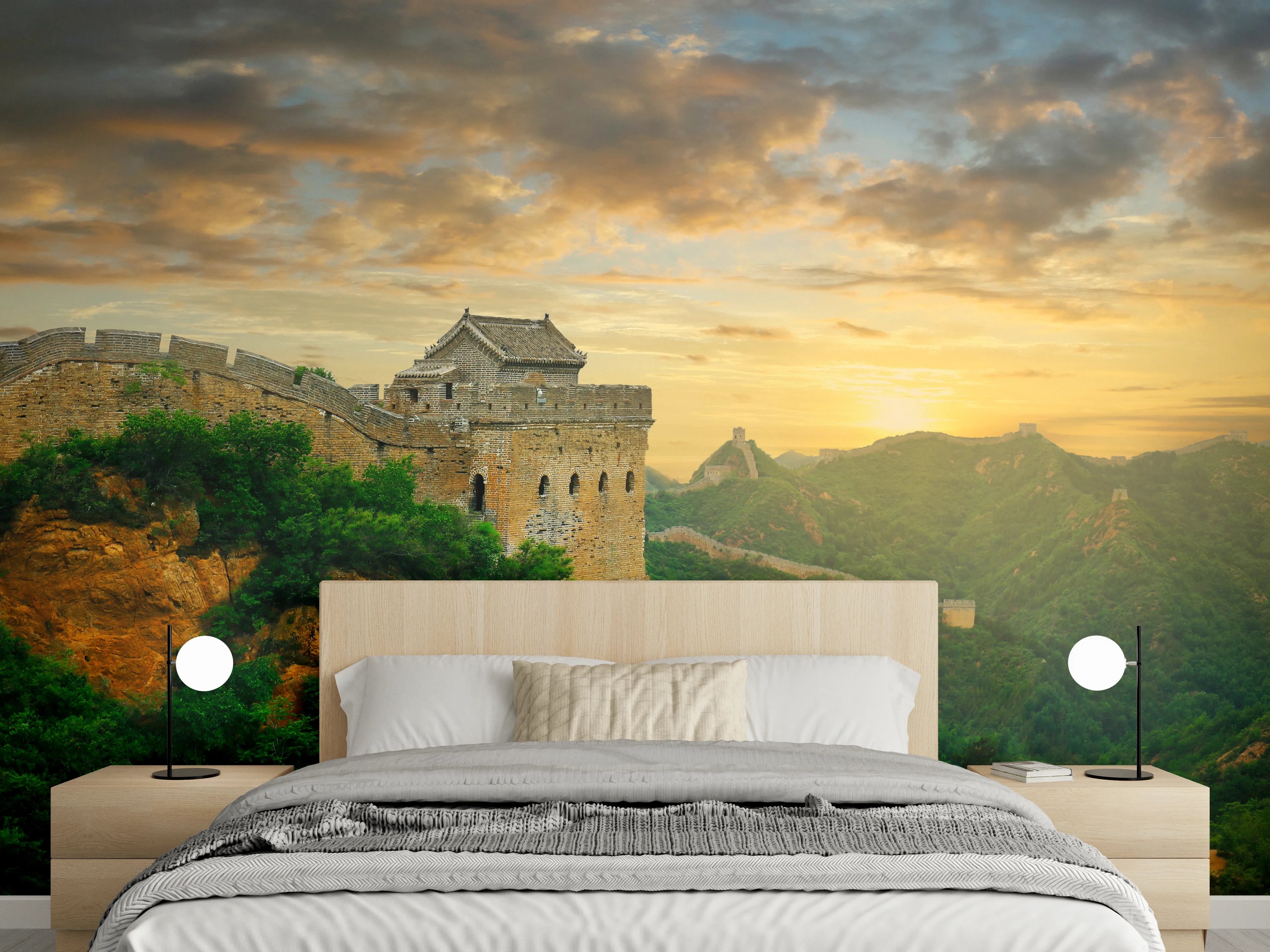 Wandverkleidung Schlafzimmer - Chinesische Mauer Zeitlose Schönheit im Abendlicht