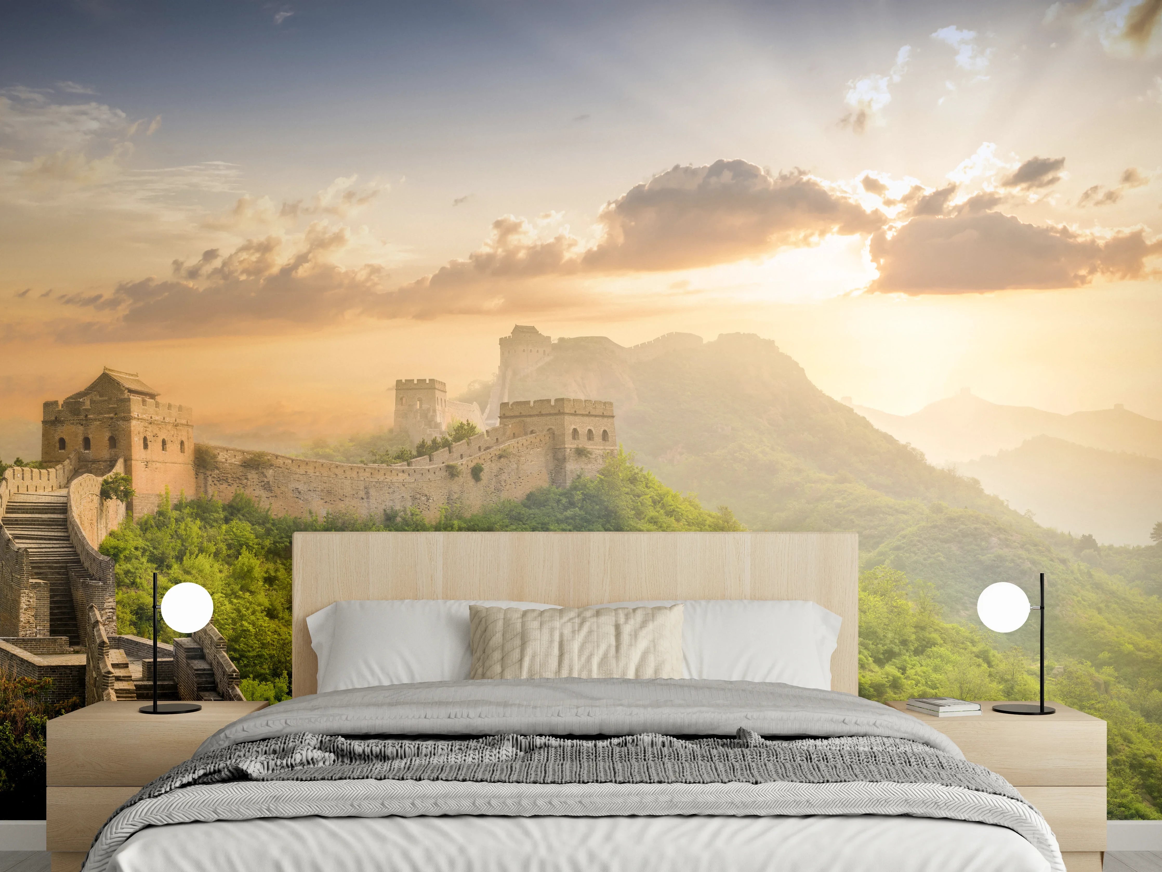 Wandverkleidung Schlafzimmer - Chinesische Mauer bei Sonnenaufgang