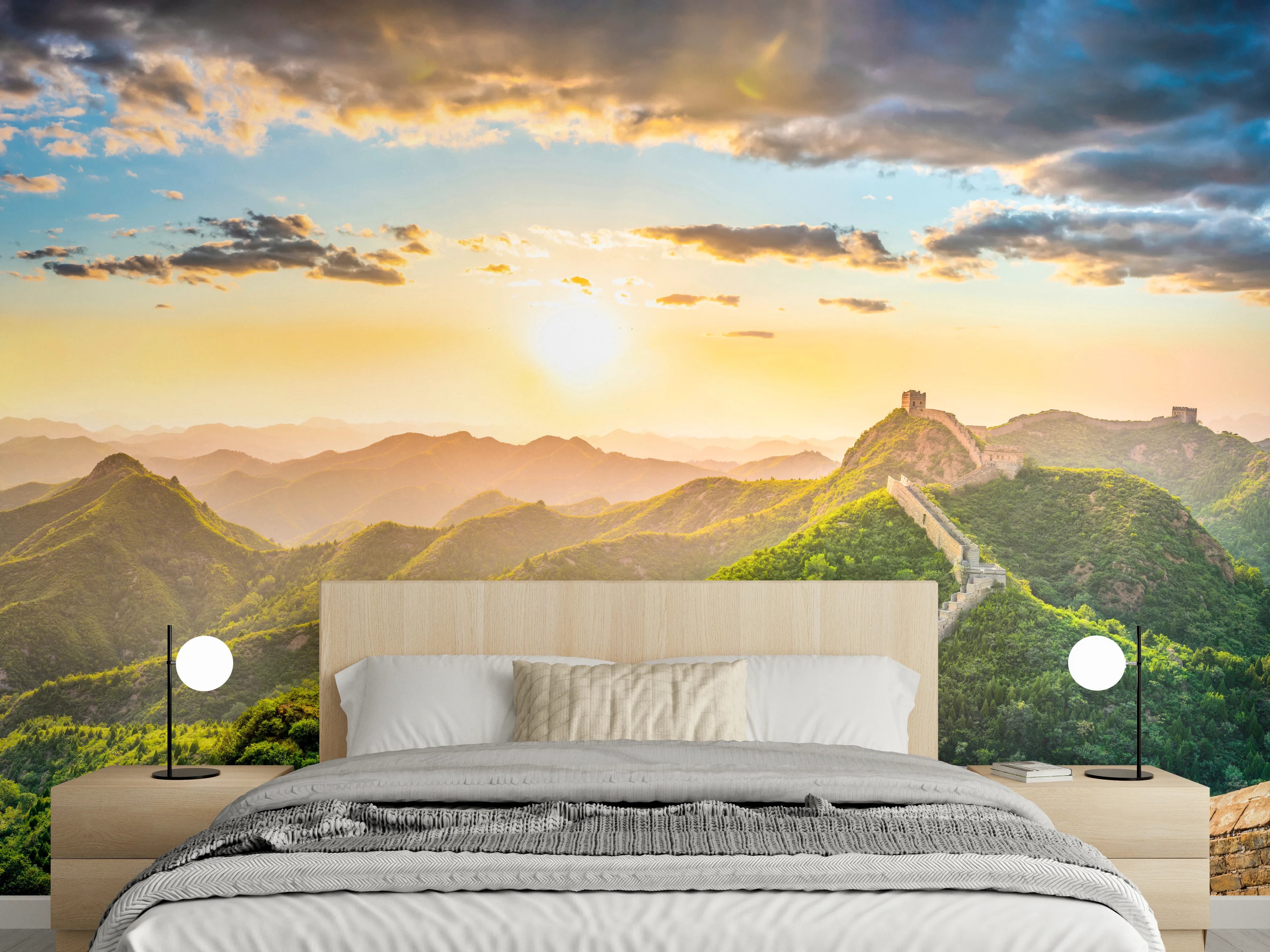 Wandverkleidung Schlafzimmer - Chinesische Mauer im Sonnenuntergang