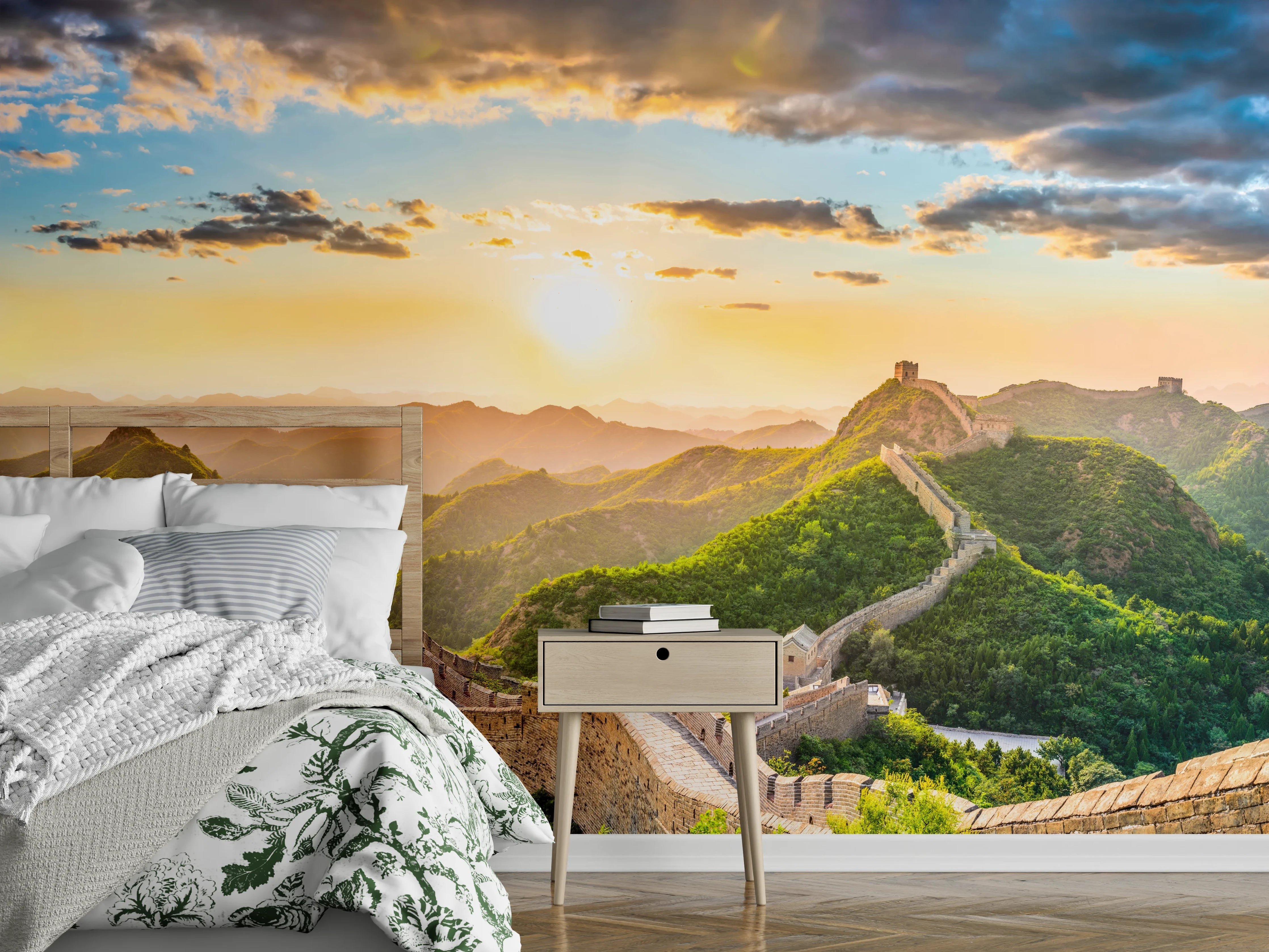 Wandverkleidung Schlafzimmer - Chinesische Mauer im Sonnenuntergang