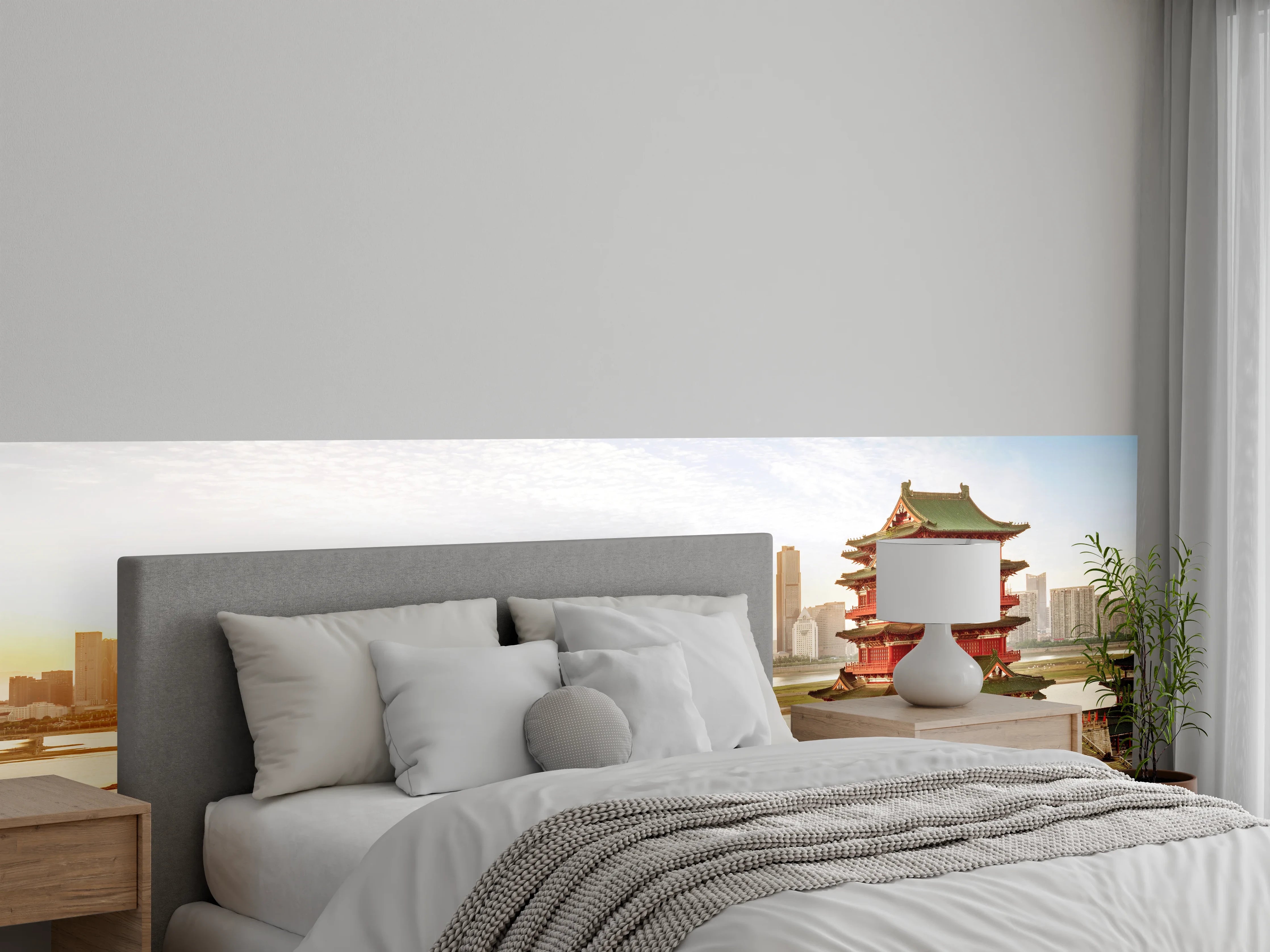 Wandverkleidung Schlafzimmer - Chinesische Skyline und Pagode Panorama
