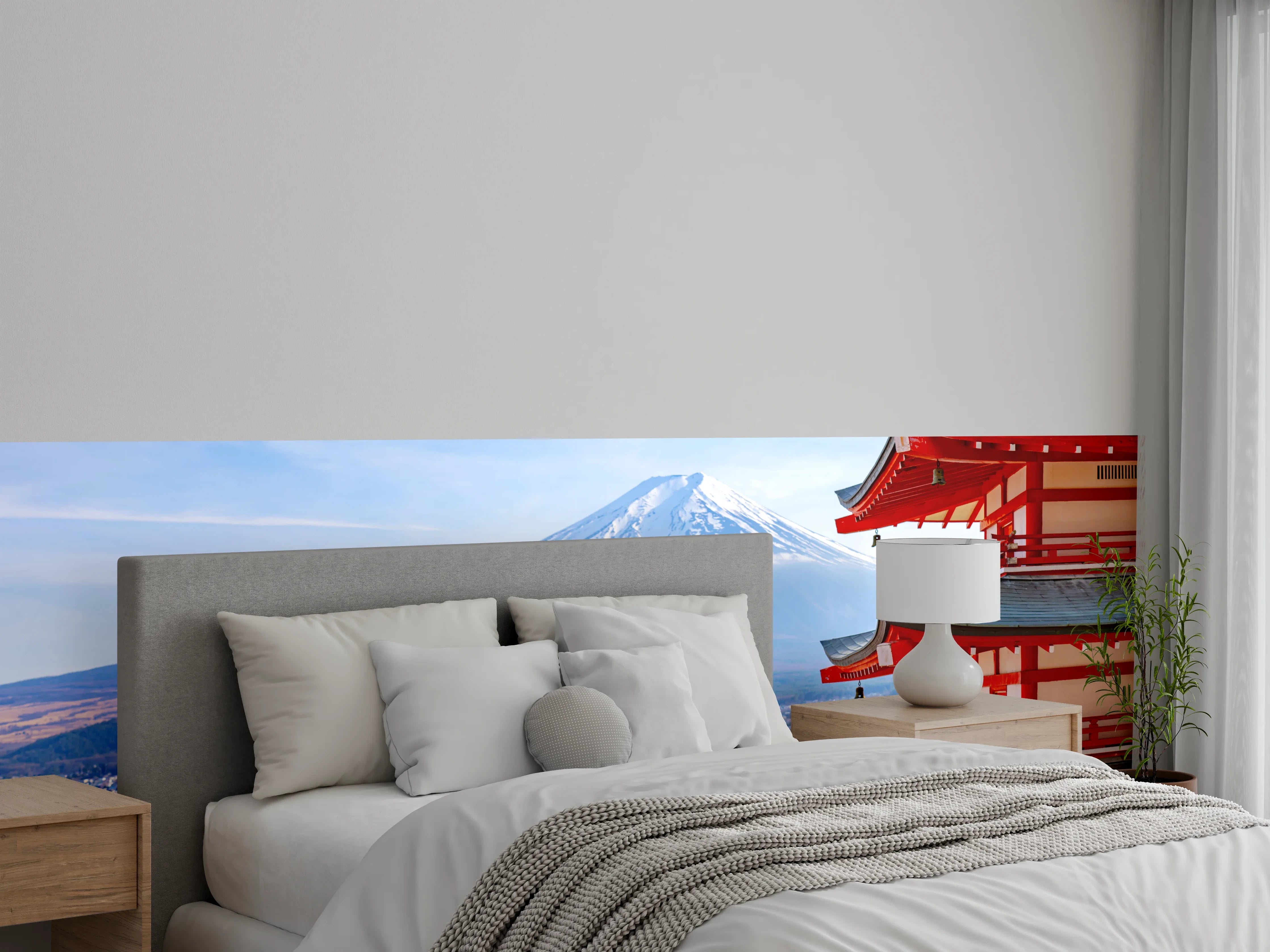 Wandverkleidung Schlafzimmer - Chureito-Pagode & Fuji – Kirschblüte Panorama
