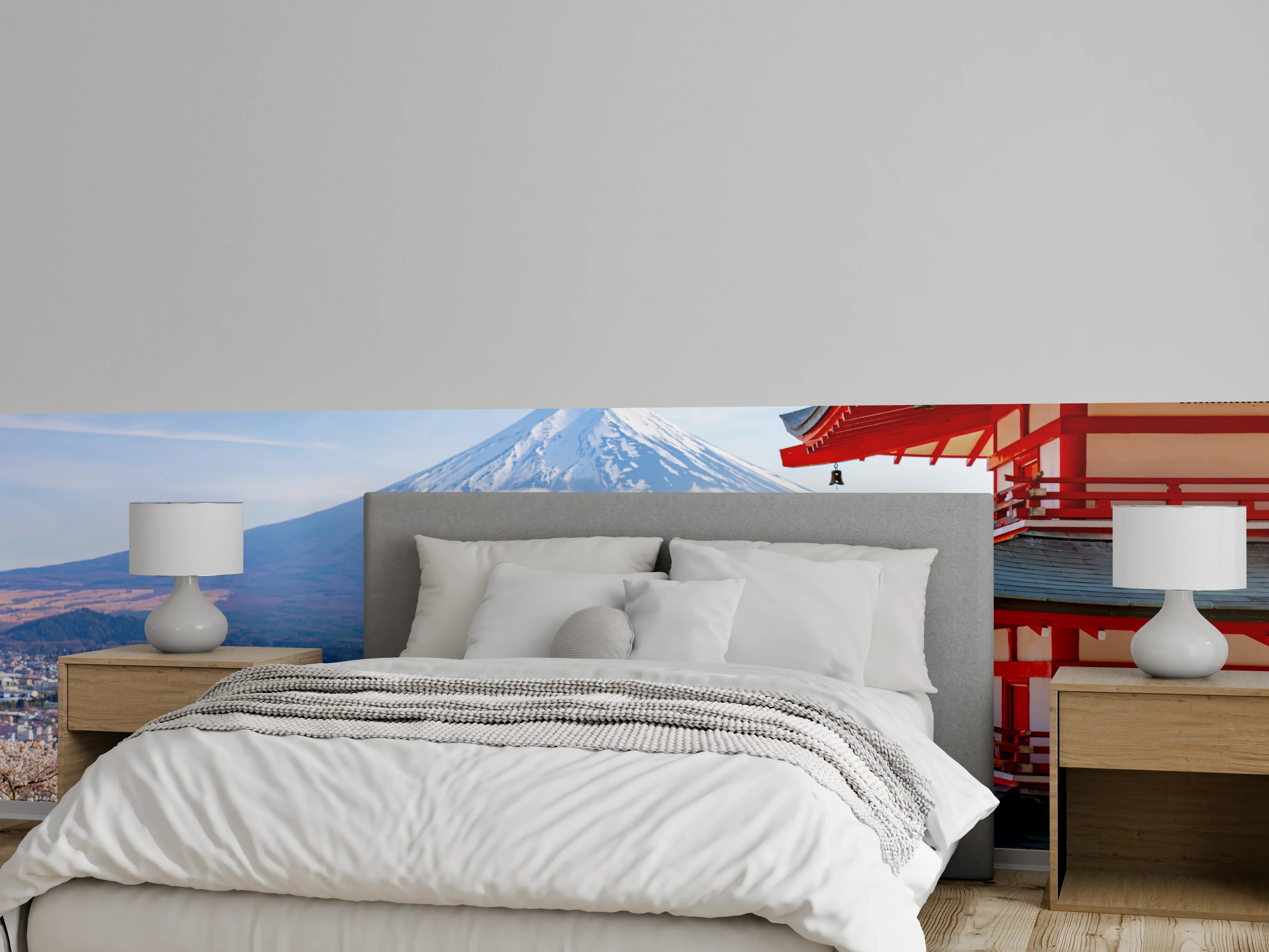 Wandverkleidung Schlafzimmer - Chureito-Pagode & Fuji – Kirschblüte Panorama