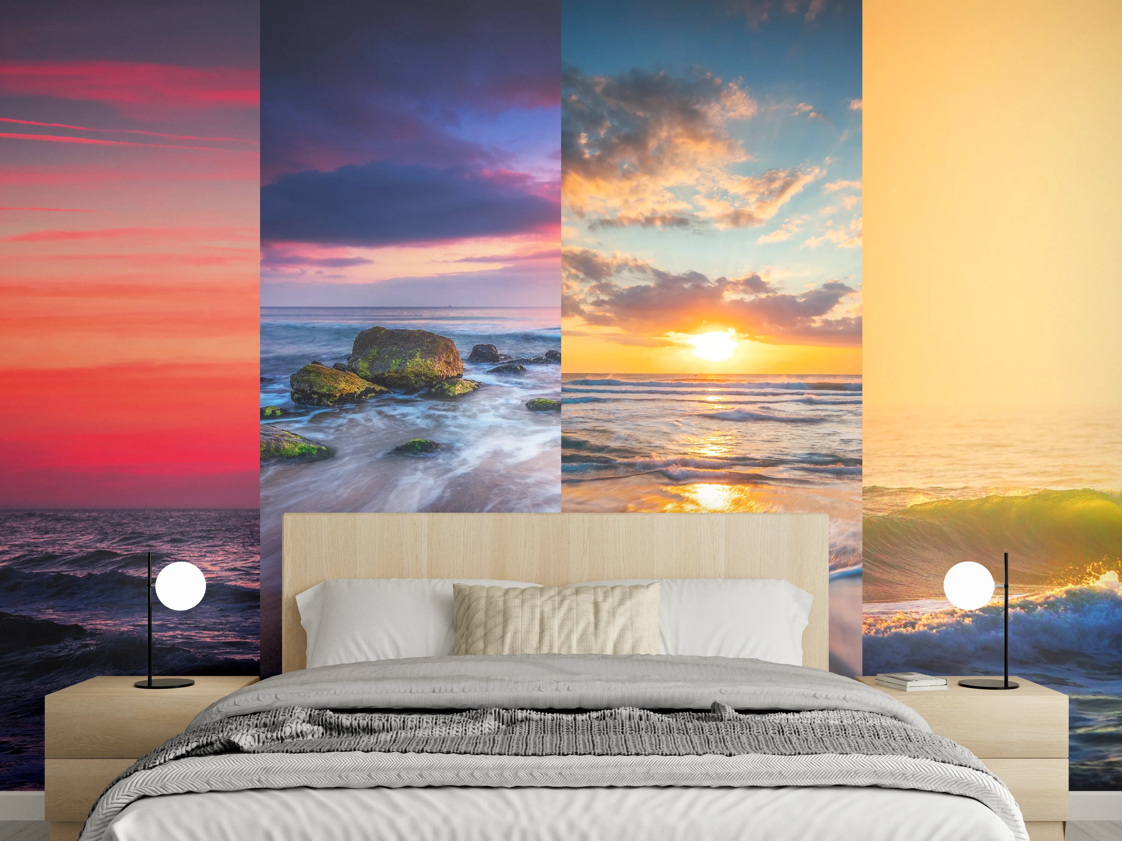 Wandverkleidung Schlafzimmer - Collage von Sommer Meer und Strand Bilder