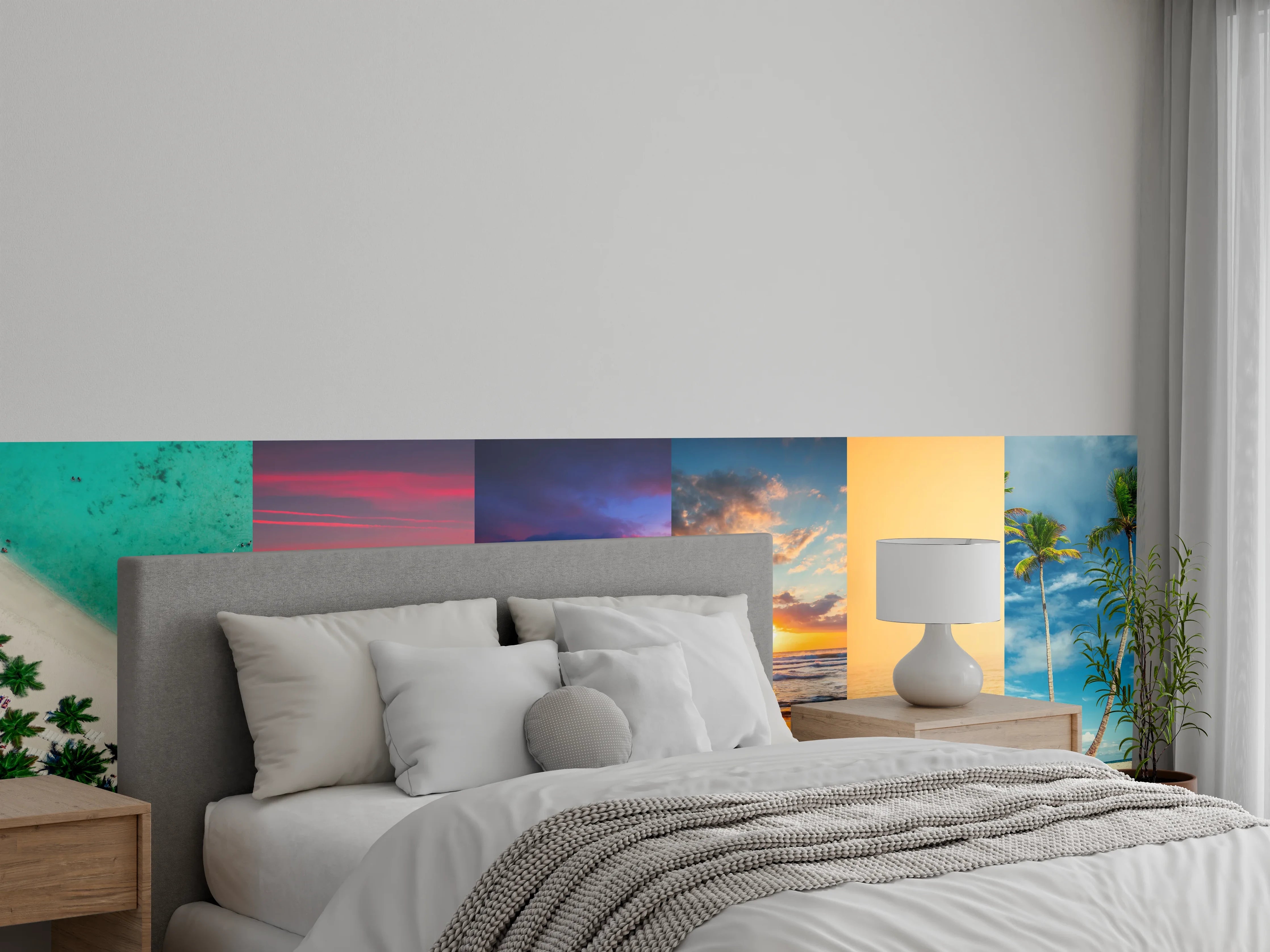 Wandverkleidung Schlafzimmer - Collage von Sommer Meer und Strand Bilder