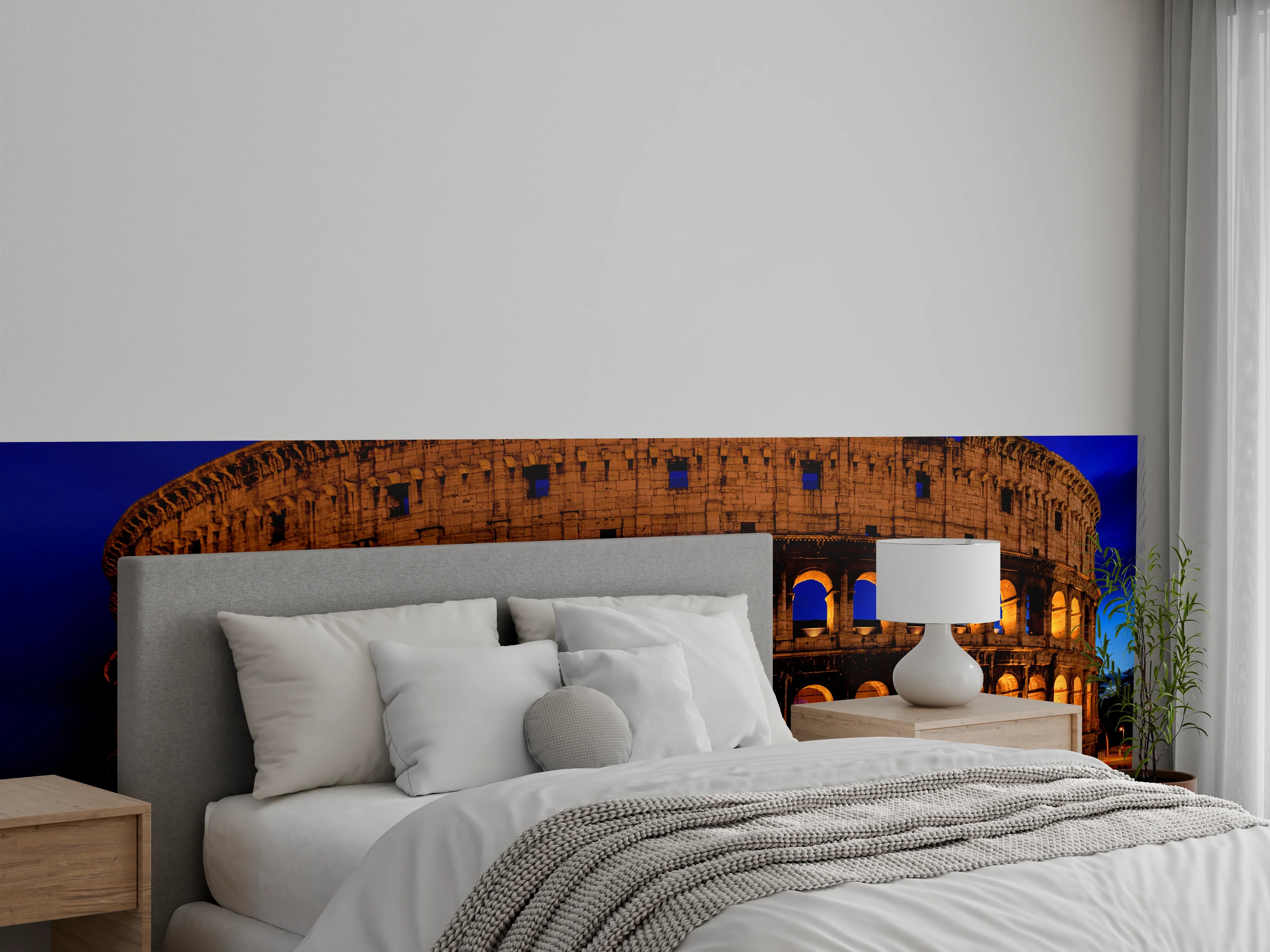 Wandverkleidung Schlafzimmer - Das Kolosseum bei Nacht in Rom