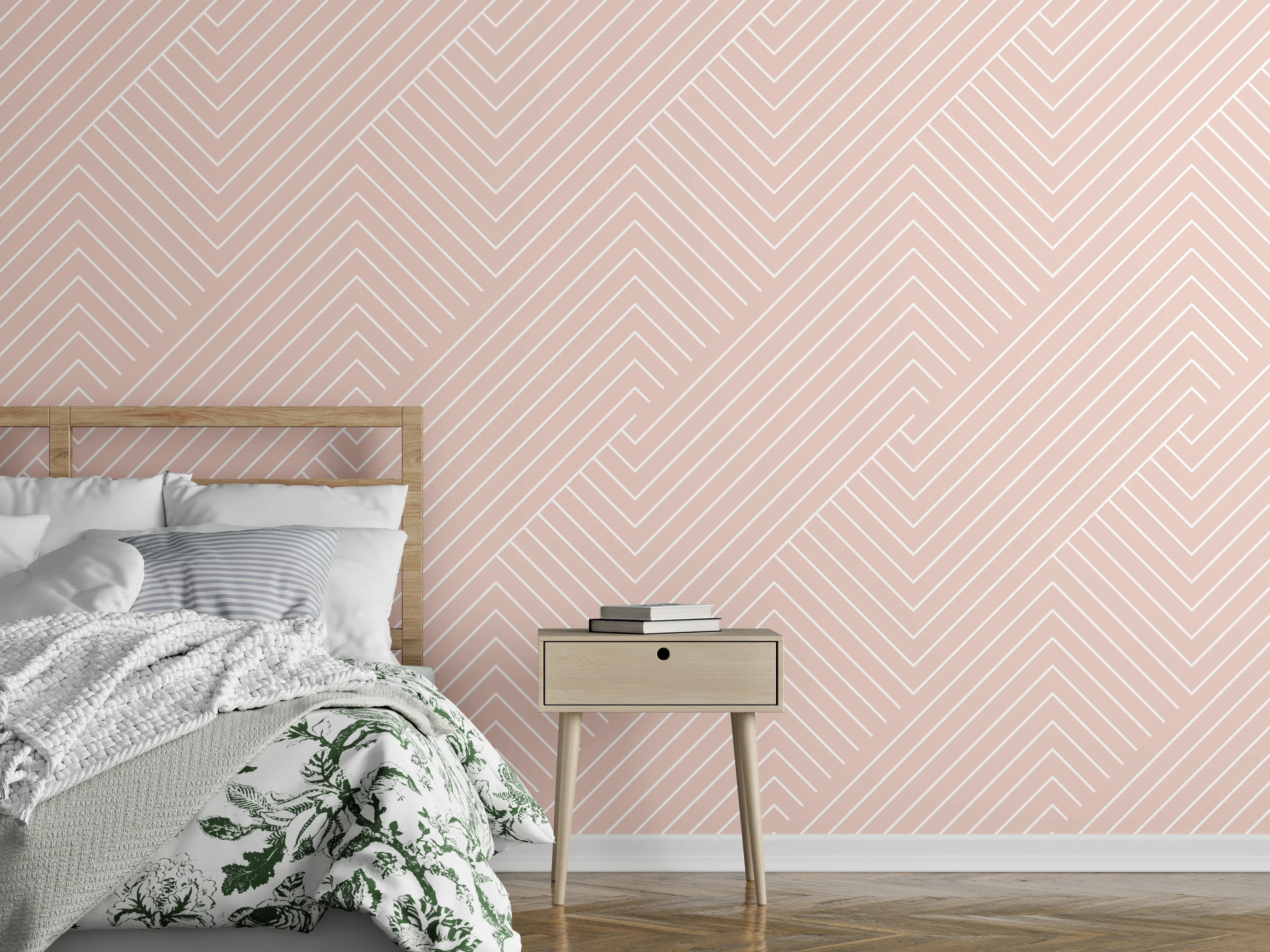 Wandverkleidung Schlafzimmer - Dezentes Art Deco Muster in Beige