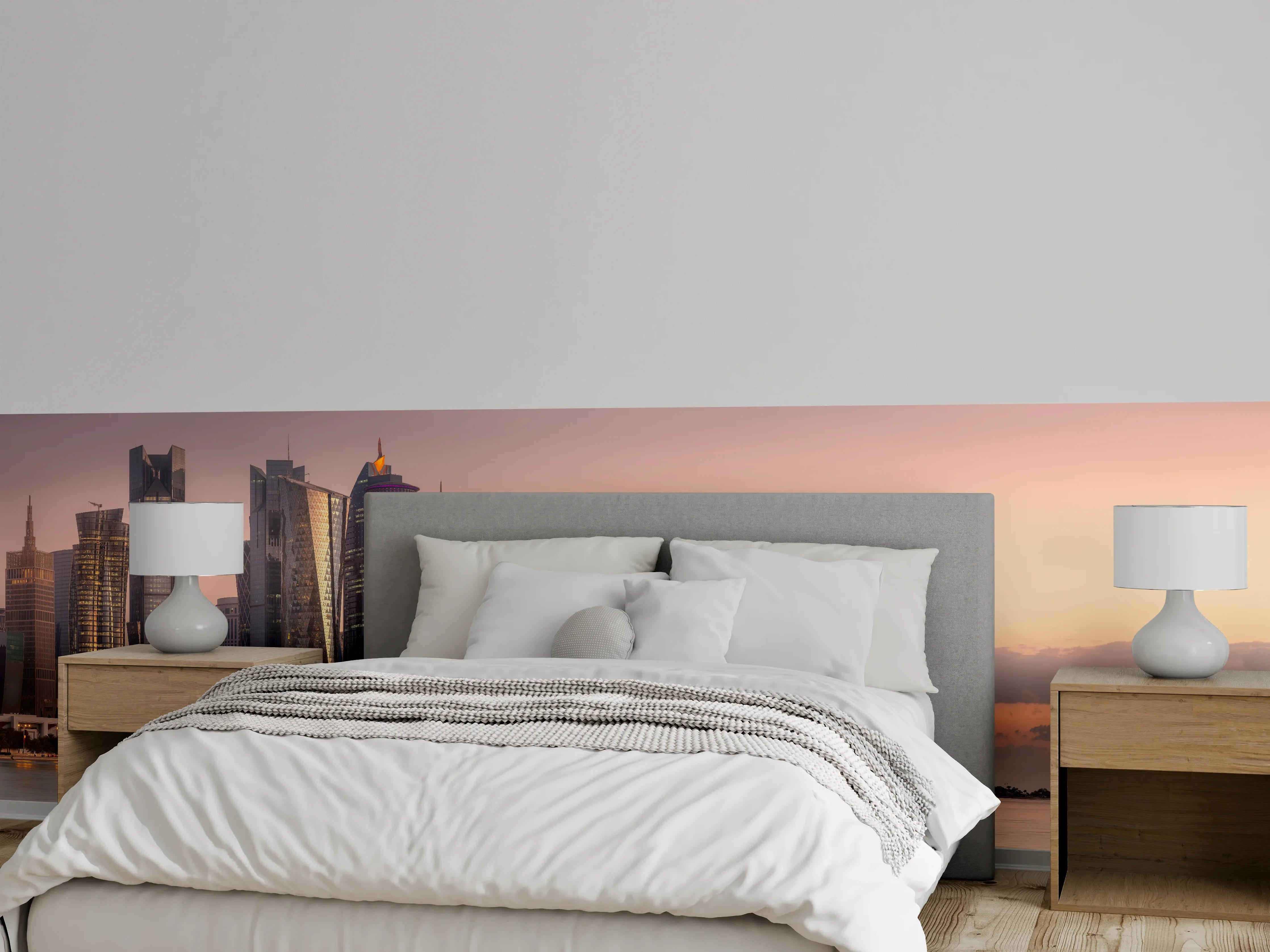 Wandverkleidung Schlafzimmer - Die Skyline von West Bay und Doha City