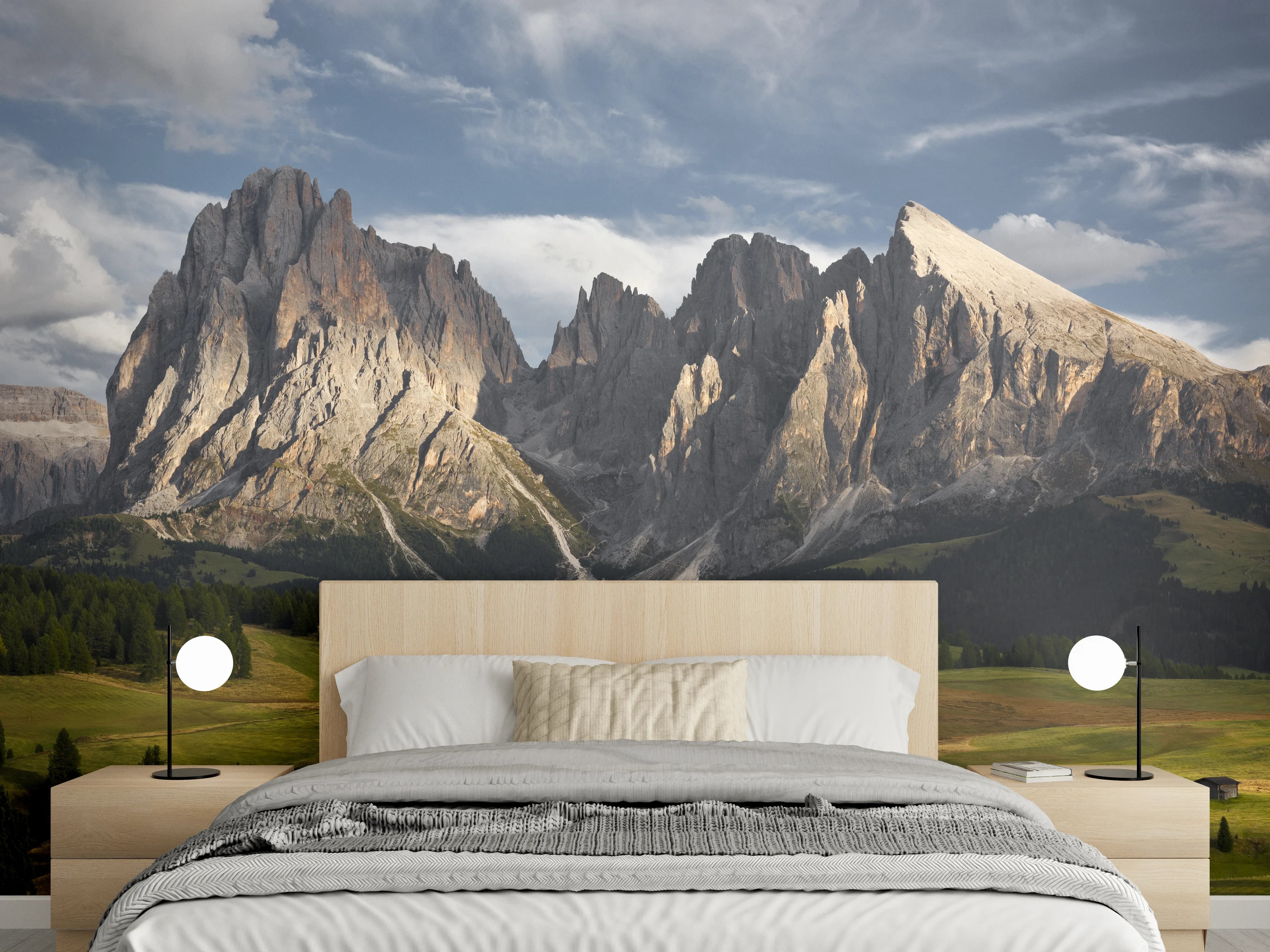 Wandverkleidung Schlafzimmer - Dolomiten Panorama Berge Landschaft