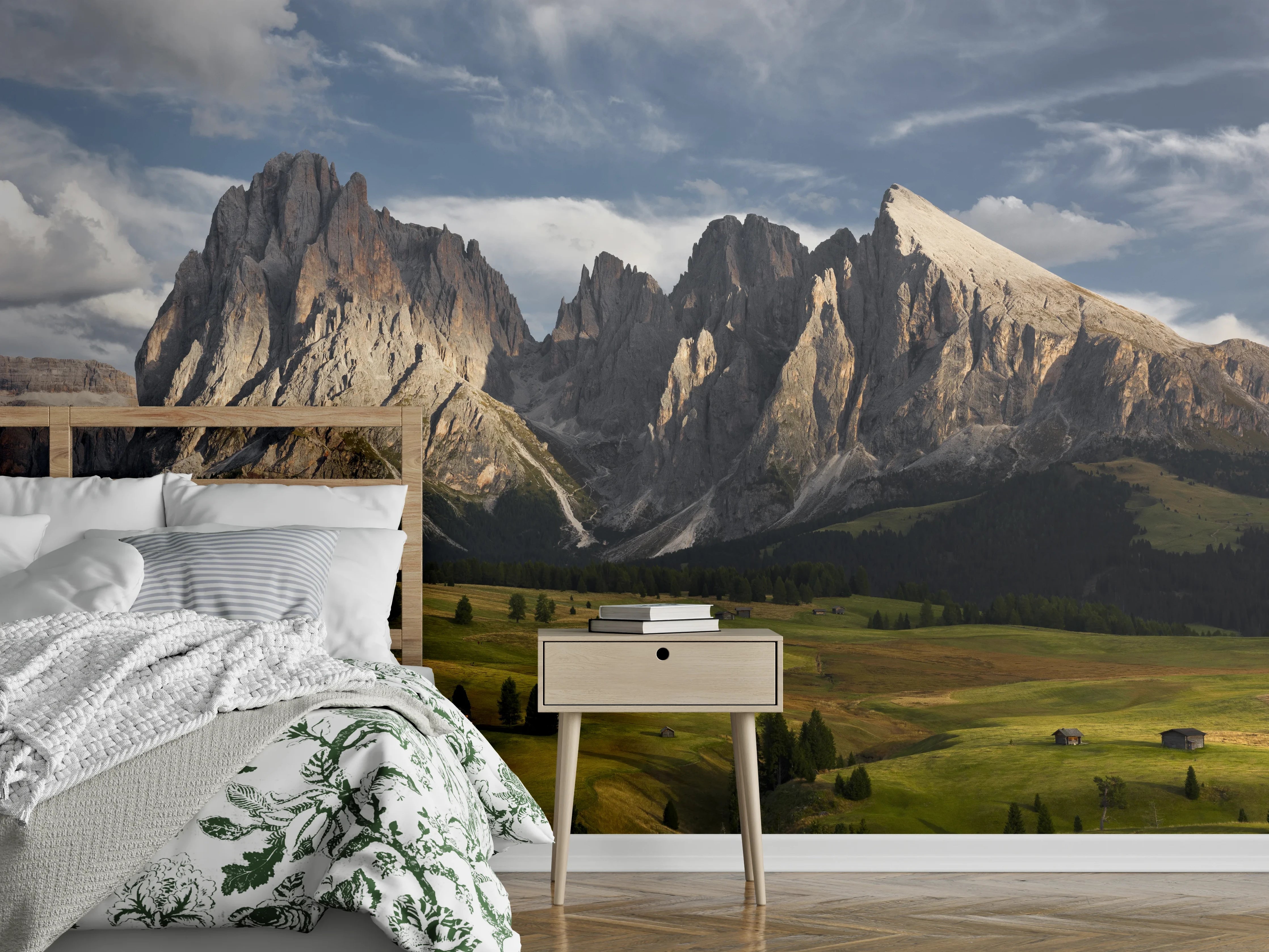 Wandverkleidung Schlafzimmer - Dolomiten Panorama Berge Landschaft