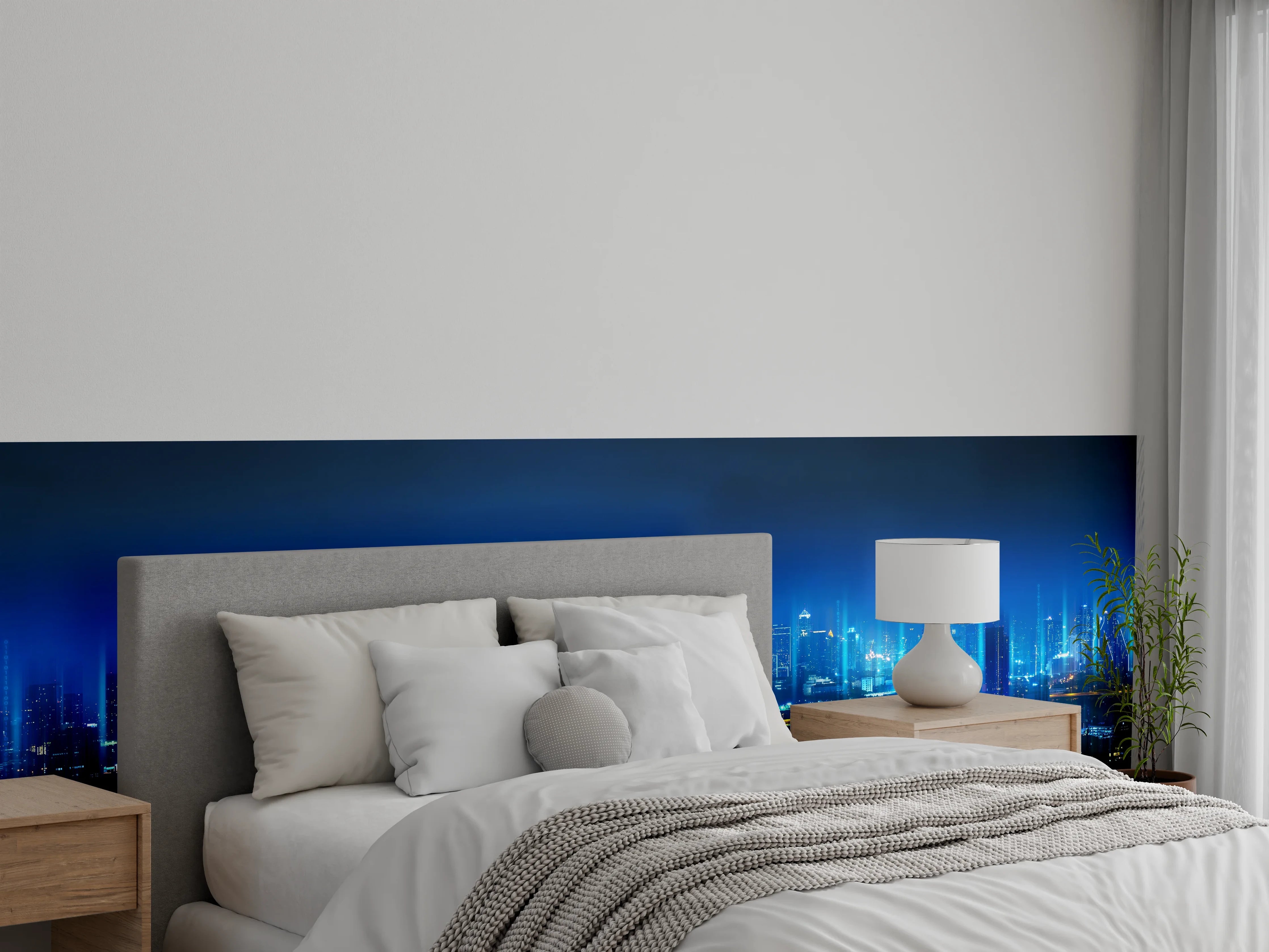 Wandverkleidung Schlafzimmer - Drahtloses Netzwerk und Verbindung Stadt