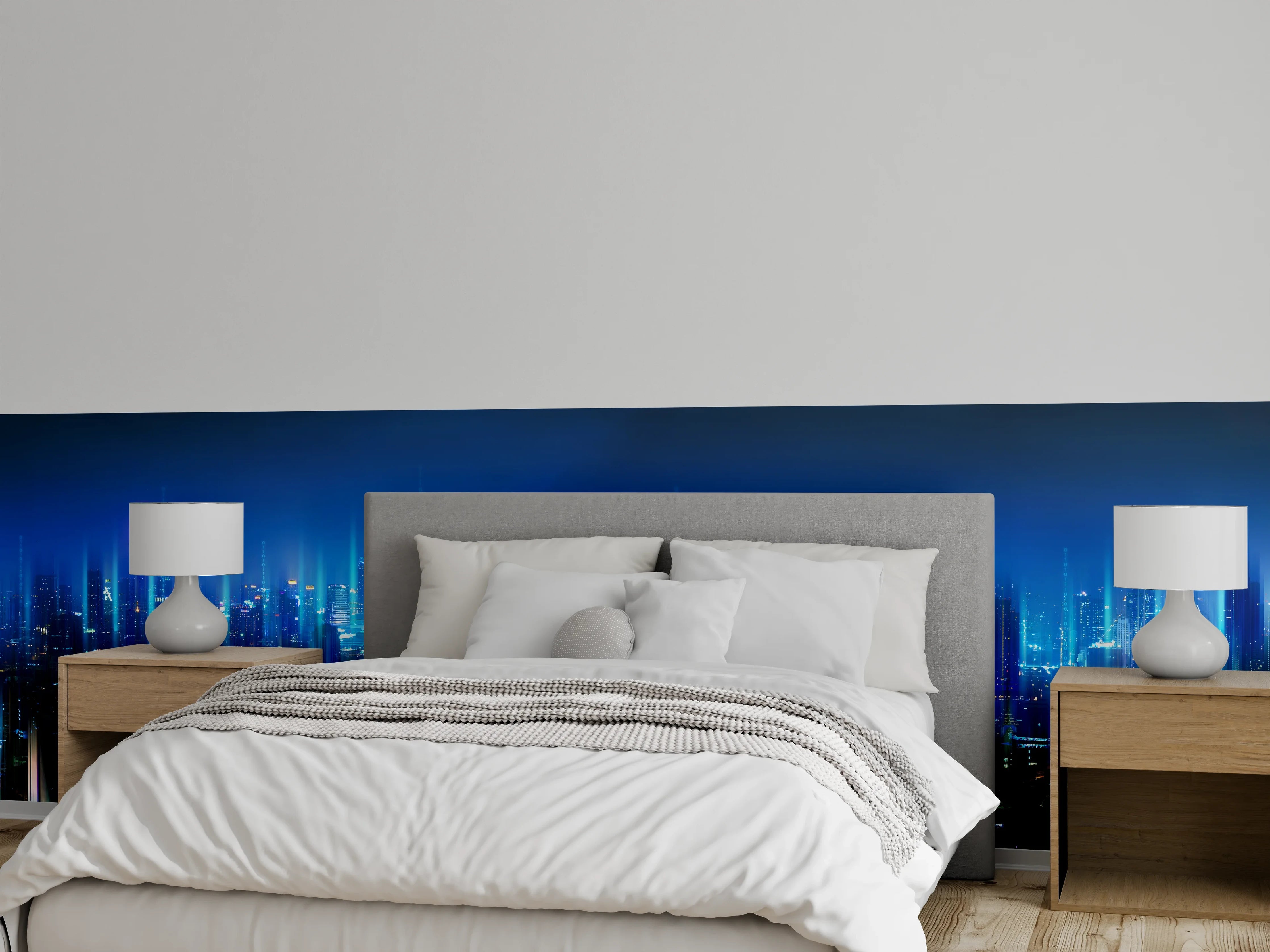Wandverkleidung Schlafzimmer - Drahtloses Netzwerk und Verbindung Stadt
