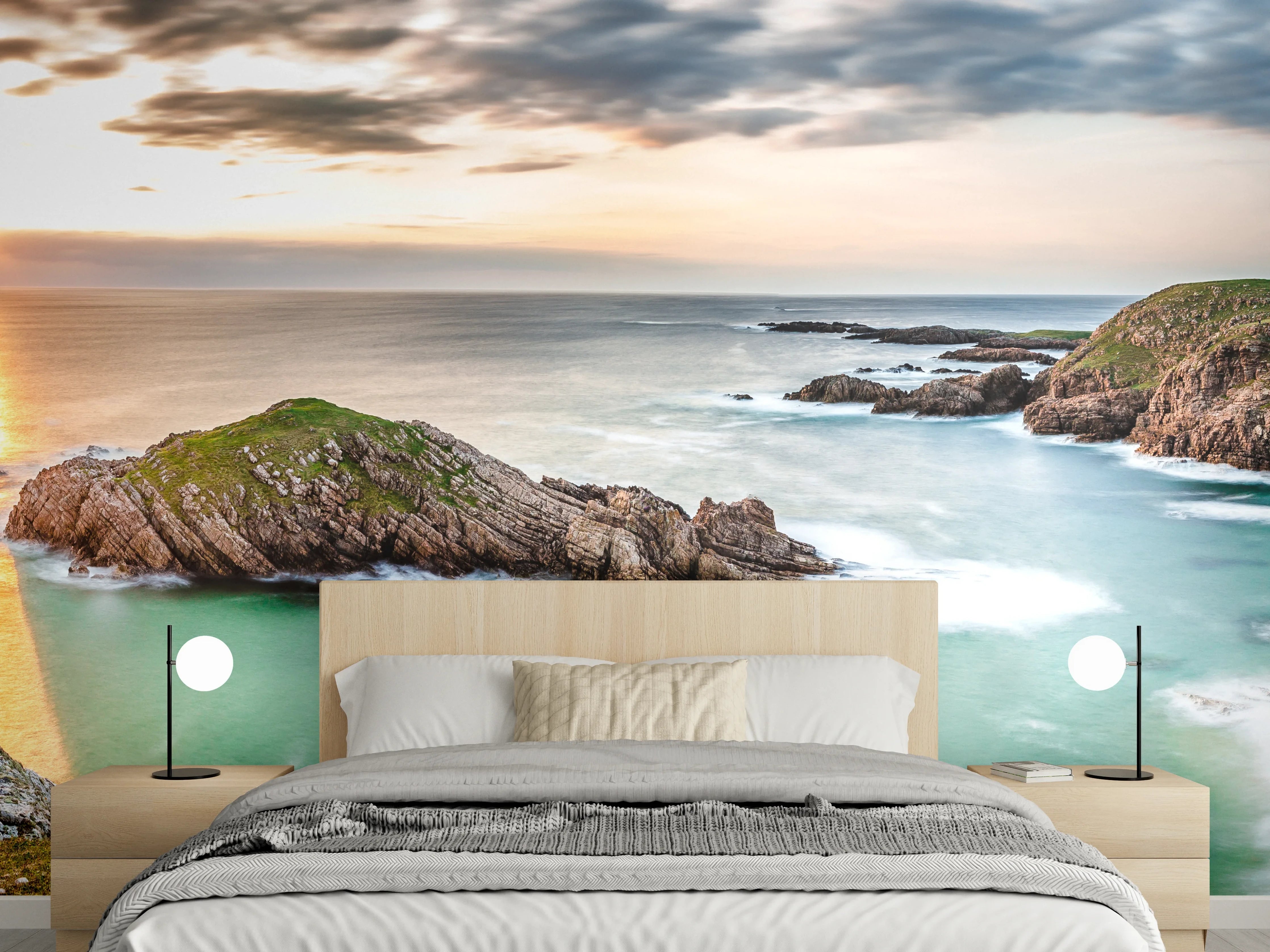 Wandverkleidung Schlafzimmer - Dramatischer Küstenblick bei Sonnenuntergang