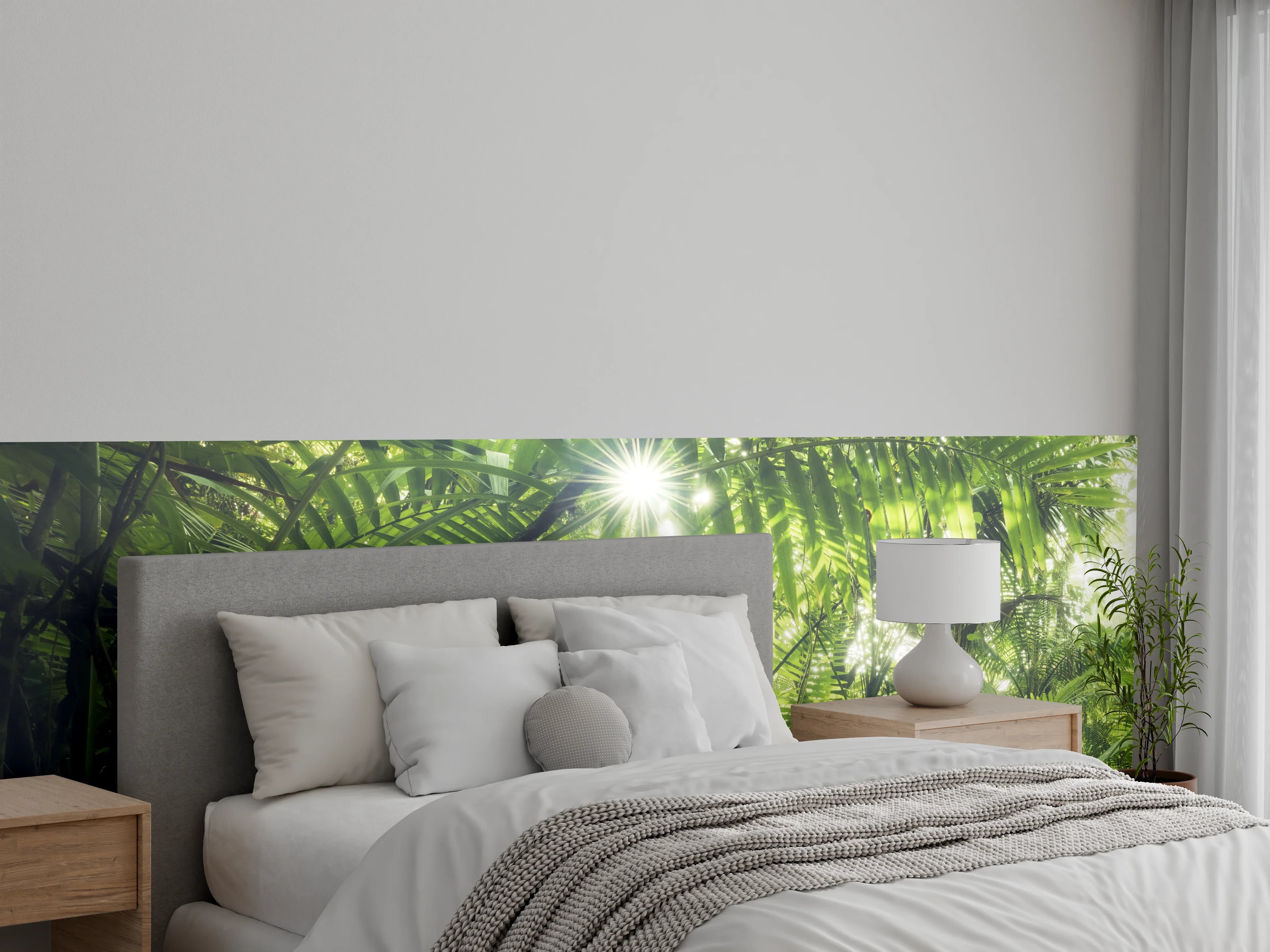 Wandverkleidung Schlafzimmer - Dschungel Atmosphäre Wandbild Grün