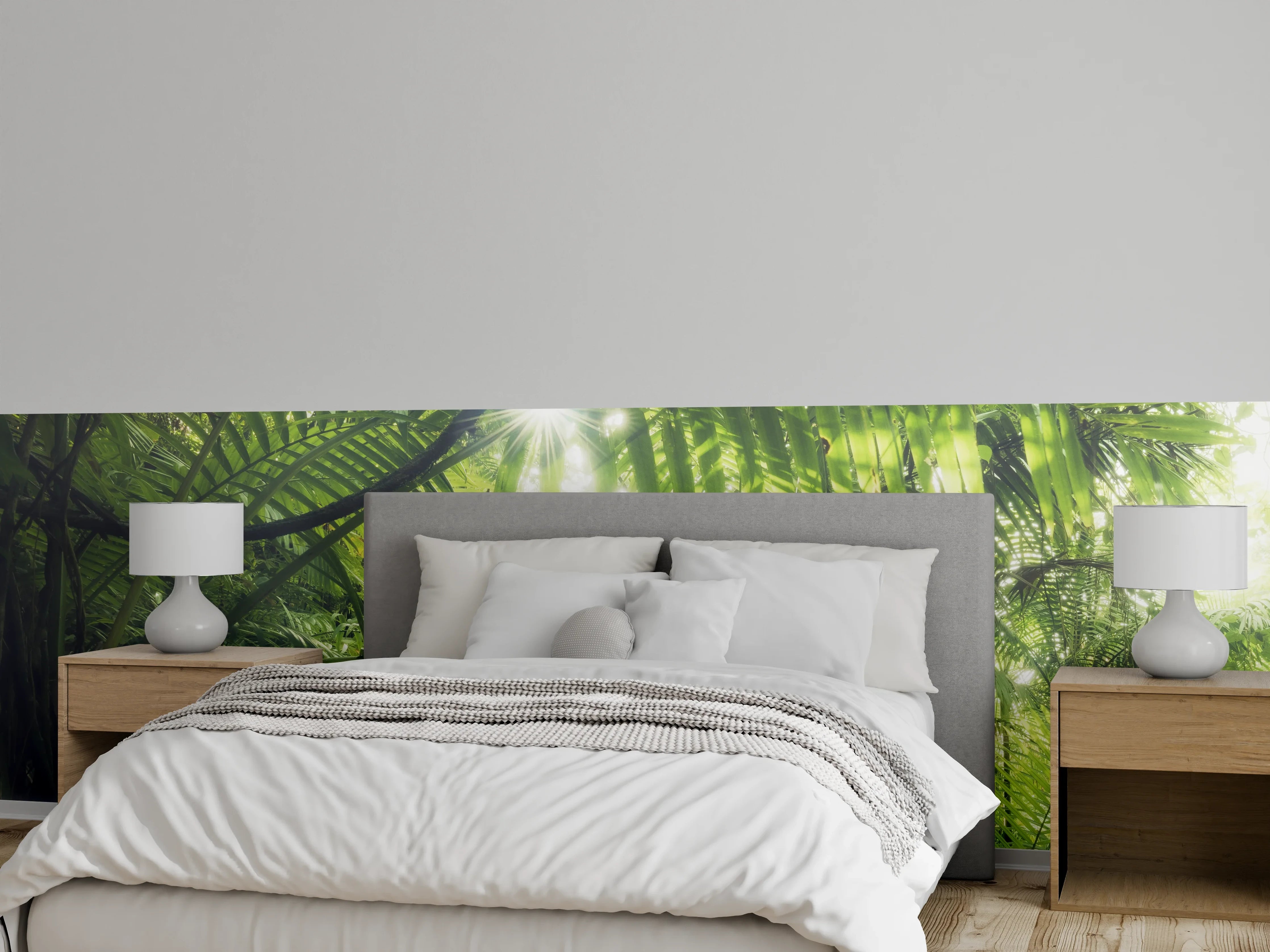 Wandverkleidung Schlafzimmer - Dschungel Atmosphäre Wandbild Grün