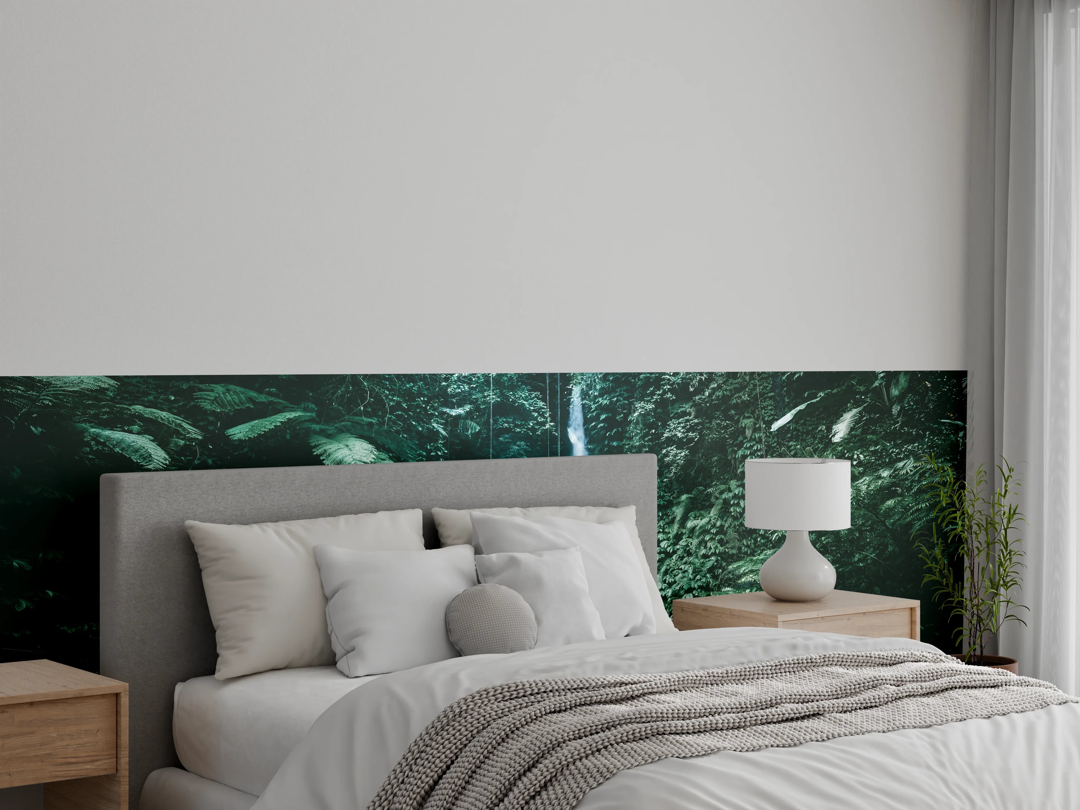 Wandverkleidung Schlafzimmer - Dschungel Wasserfall Naturmotiv Wandbild