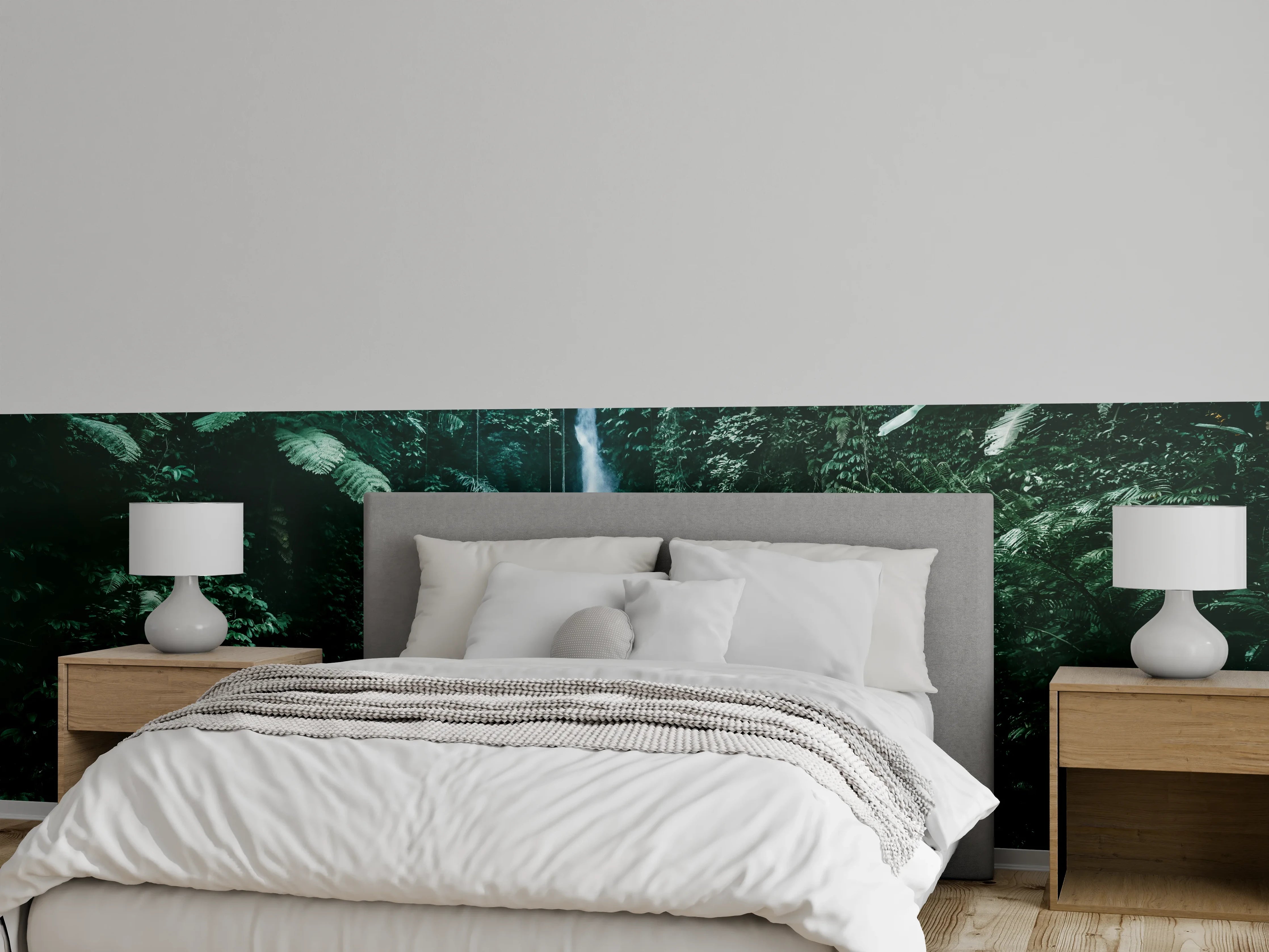 Wandverkleidung Schlafzimmer - Dschungel Wasserfall Naturmotiv Wandbild
