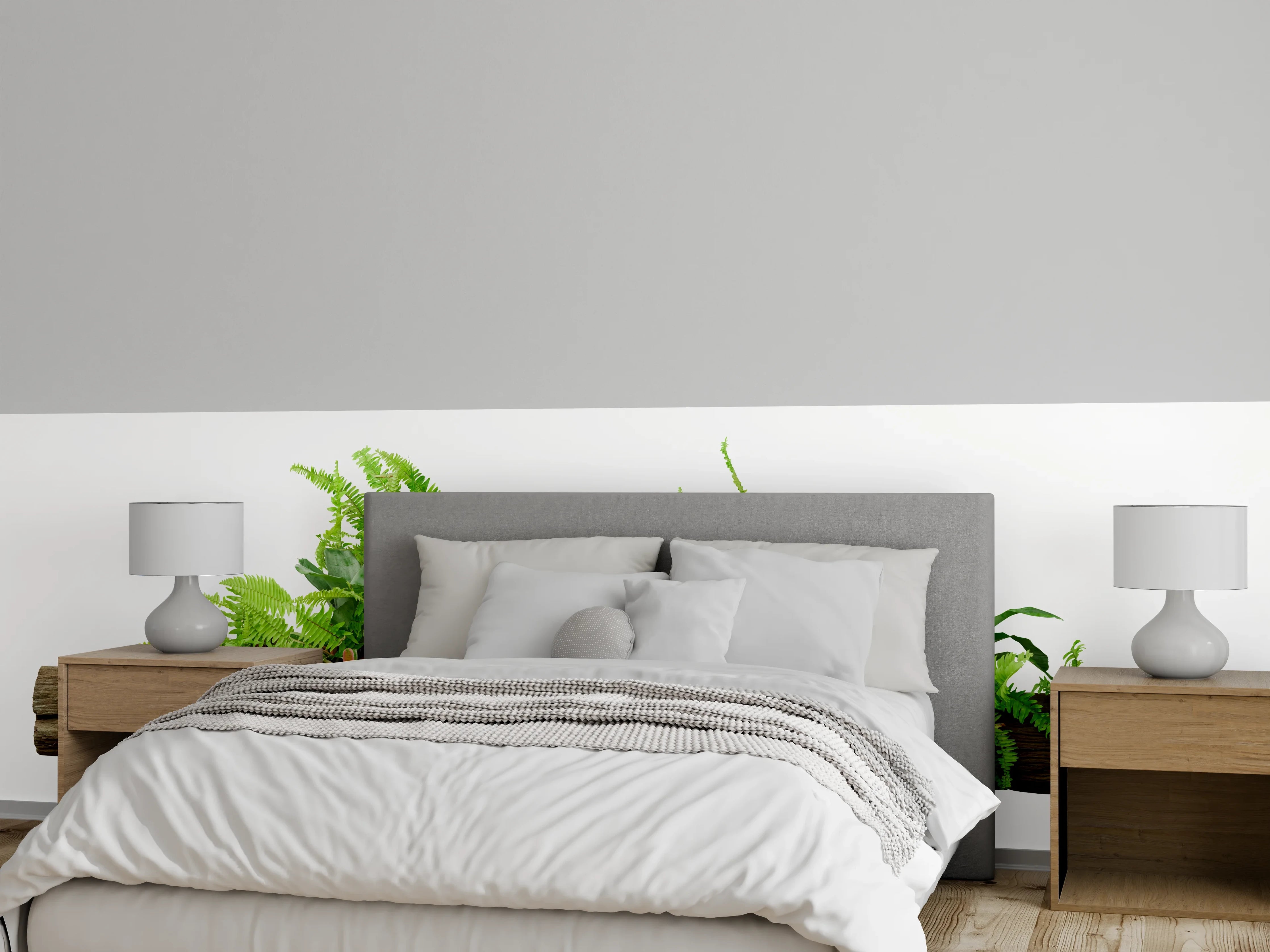 Wandverkleidung Schlafzimmer - Dschungelpflanzen auf Holzstamm