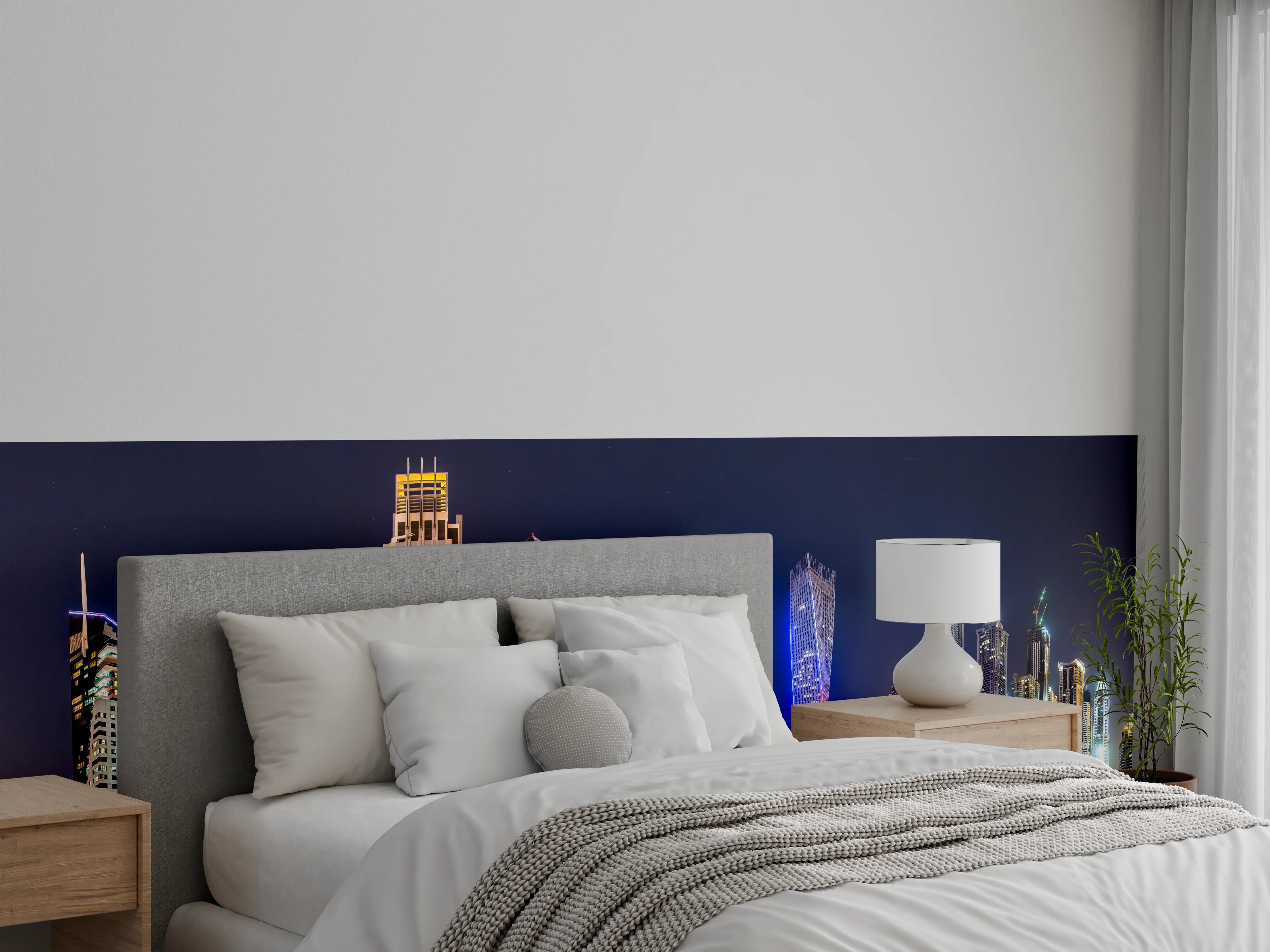 Wandverkleidung Schlafzimmer - Dubai Marina Skyline bei Nacht