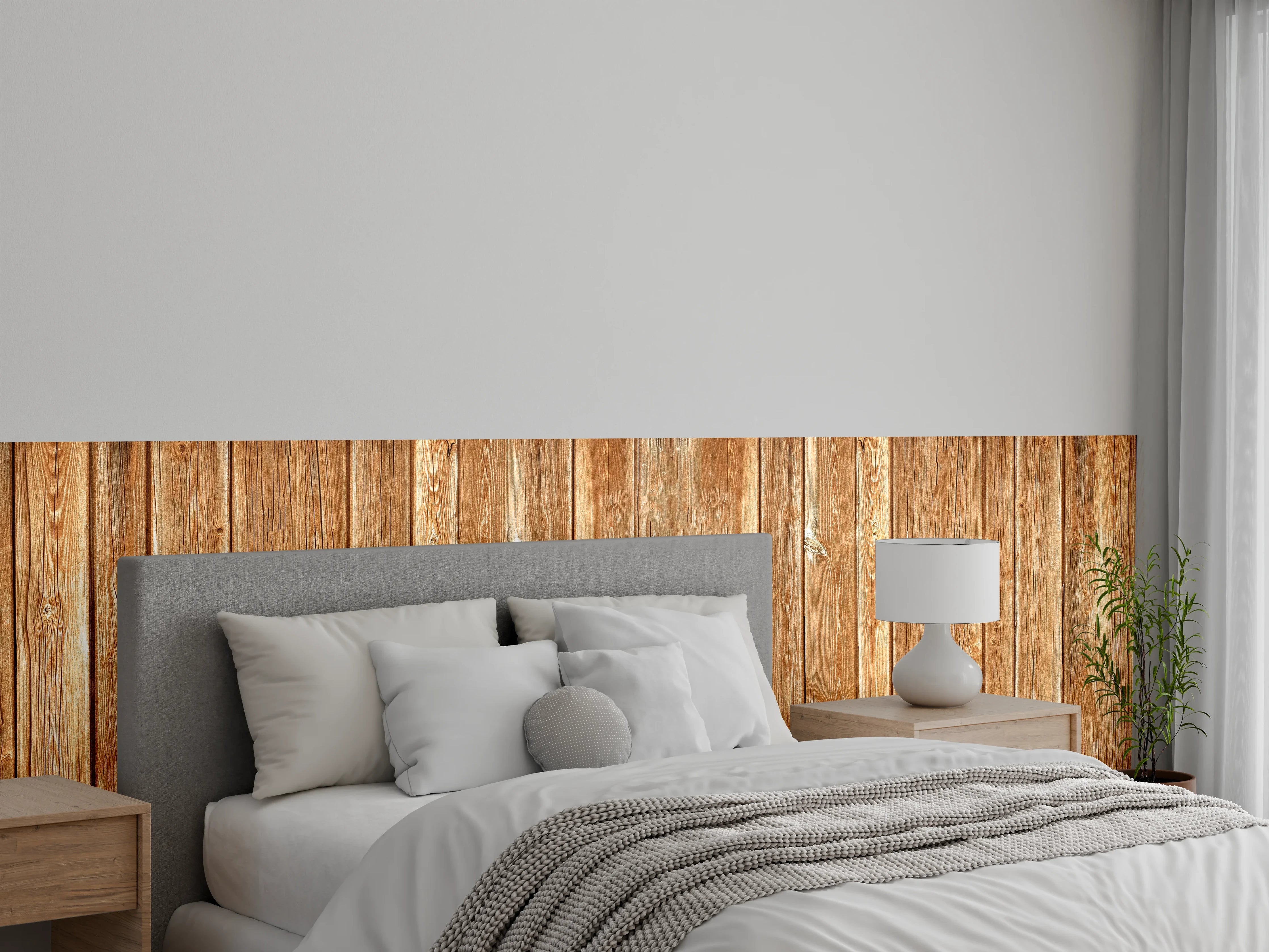 Wandverkleidung Schlafzimmer - Dünne vertikale Holzplatten