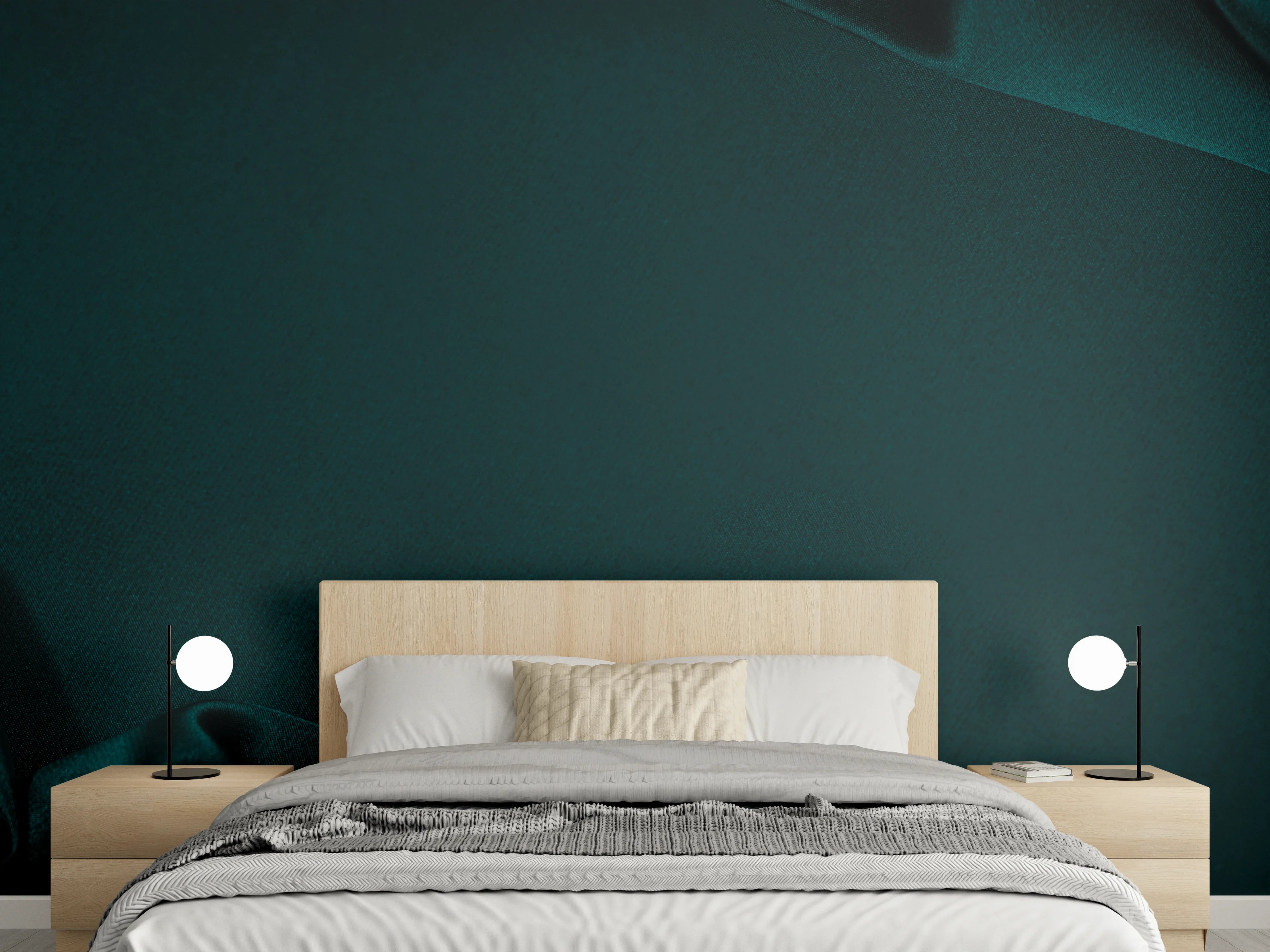 Wandverkleidung Schlafzimmer - Dunkelblauer Seidensatin Luxus