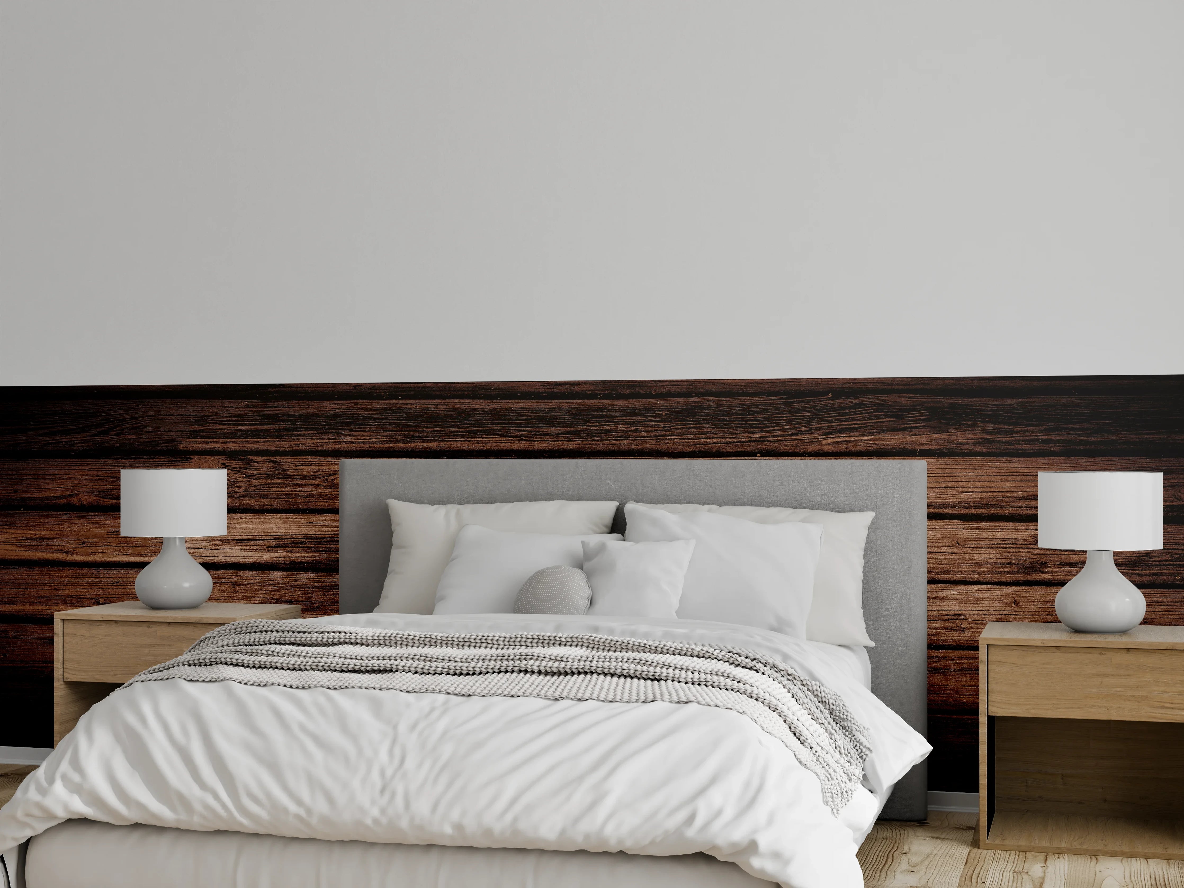 Wandverkleidung Schlafzimmer - Dunkelbraun-rustikale Holzplanken