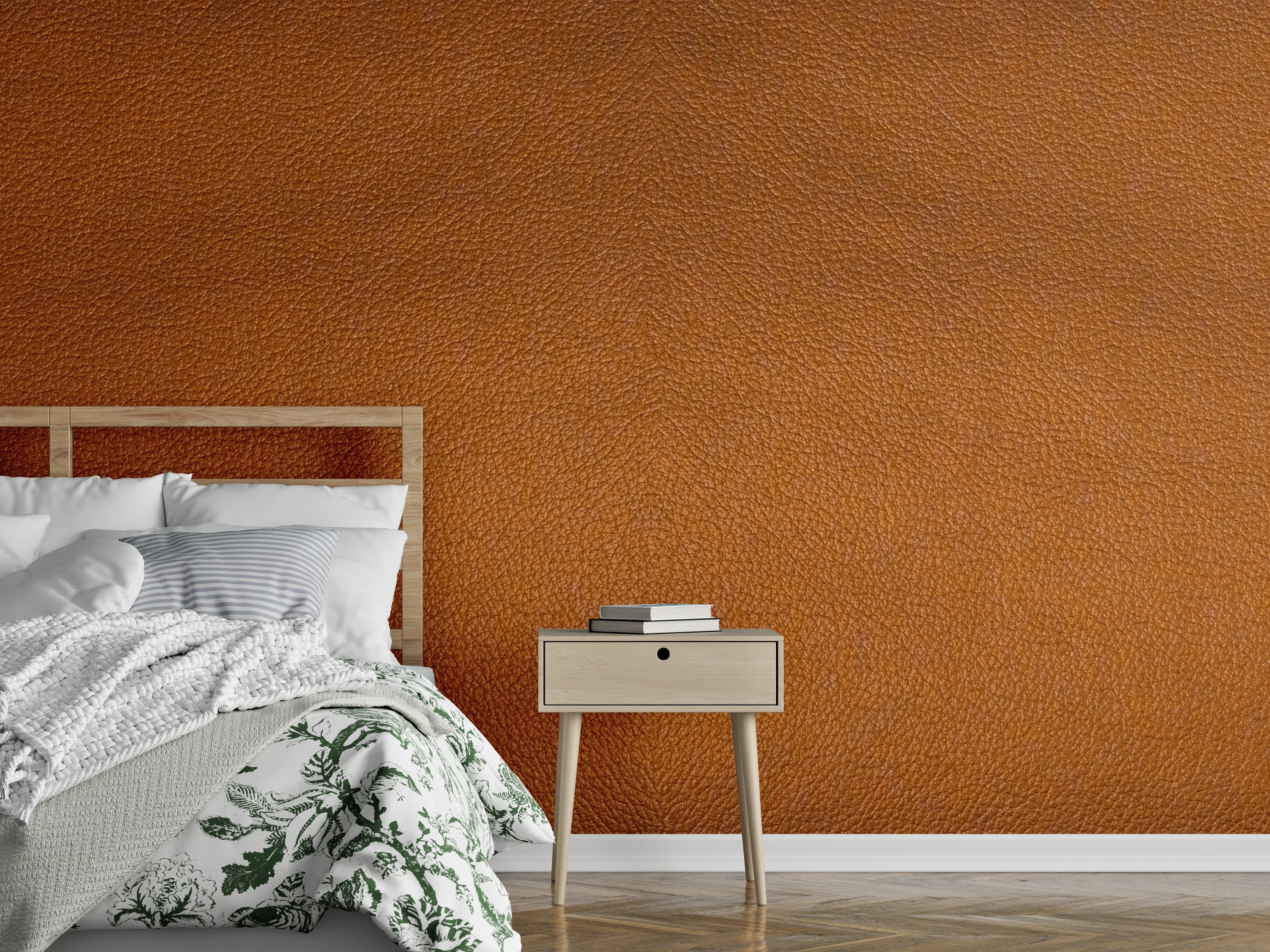 Wandverkleidung Schlafzimmer - Dunkelbraune Leder Textur