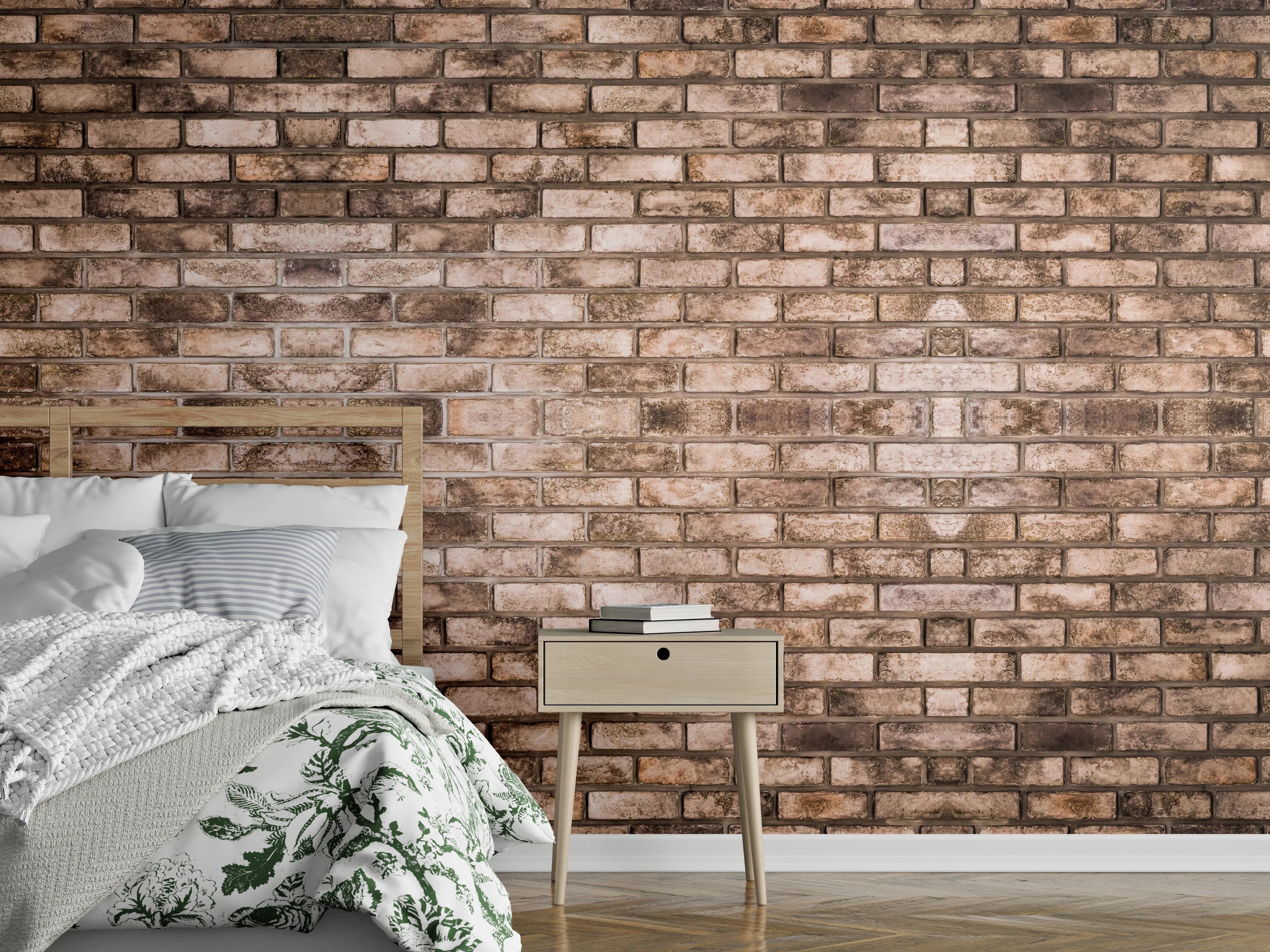 Wandverkleidung Schlafzimmer - Dunkelbraune Steinmauer
