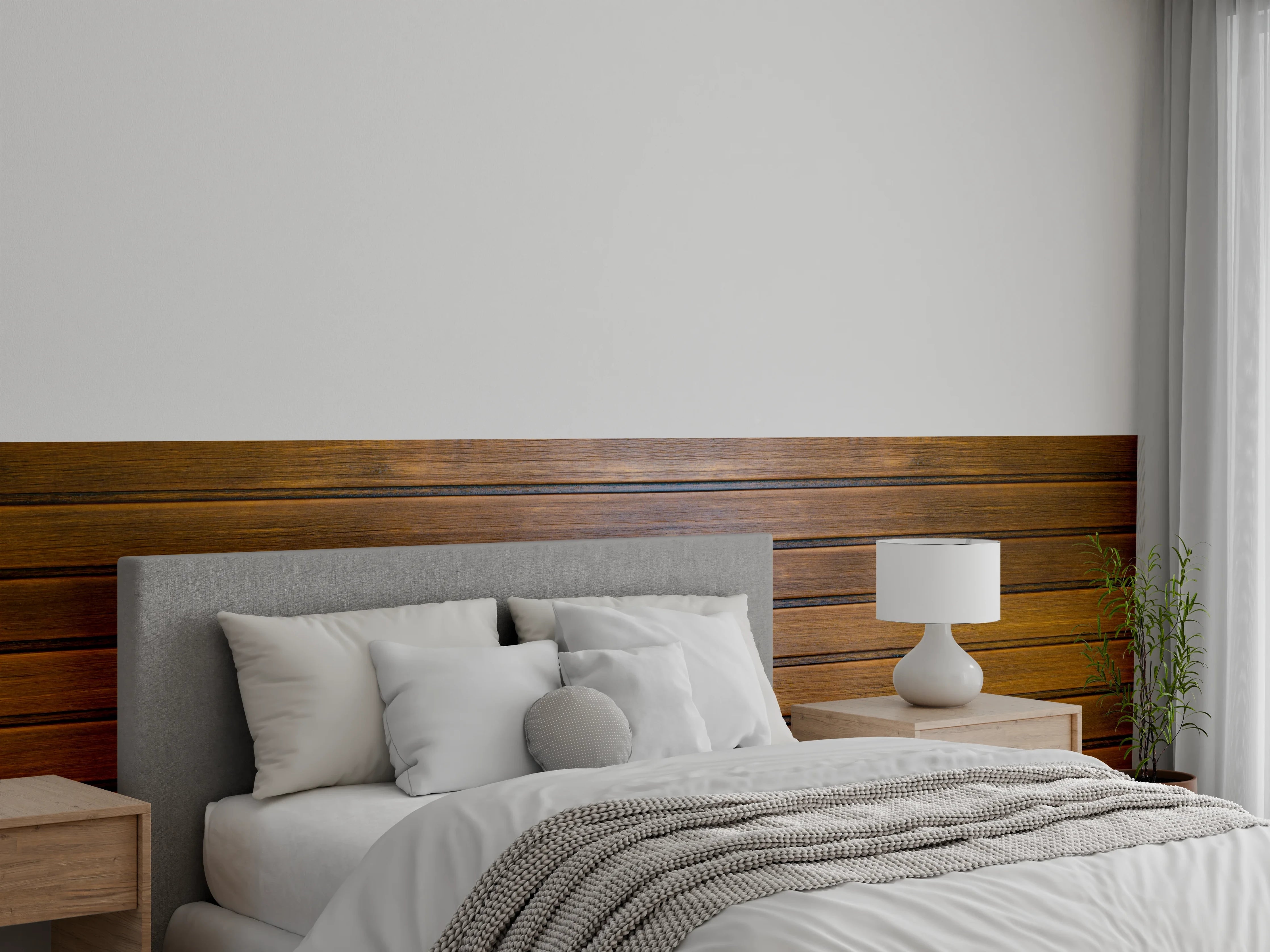 Wandverkleidung Schlafzimmer - Dunkelbraune glänzende Holztextur