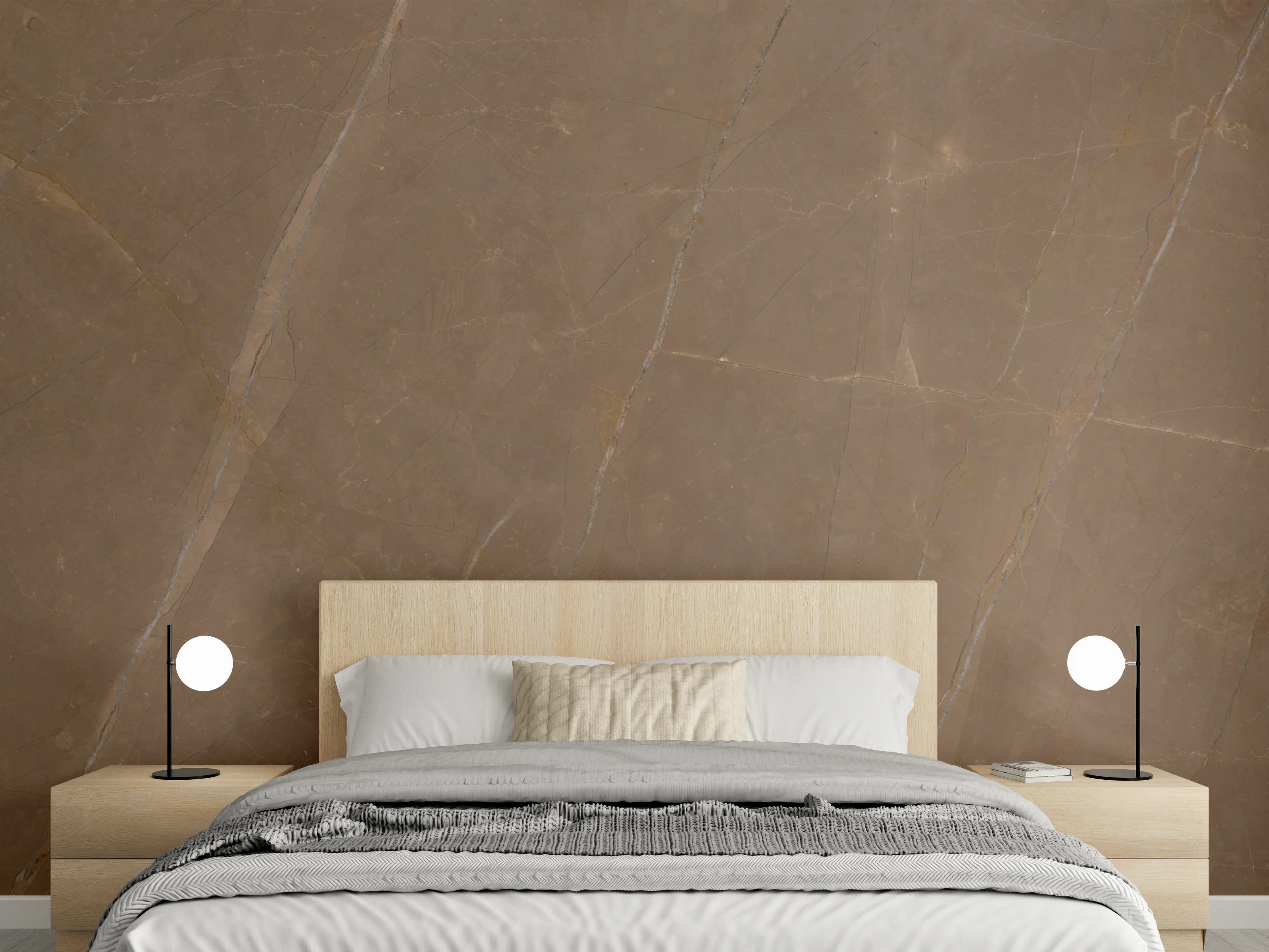 Wandverkleidung Schlafzimmer - Dunkelbrauner Marmor