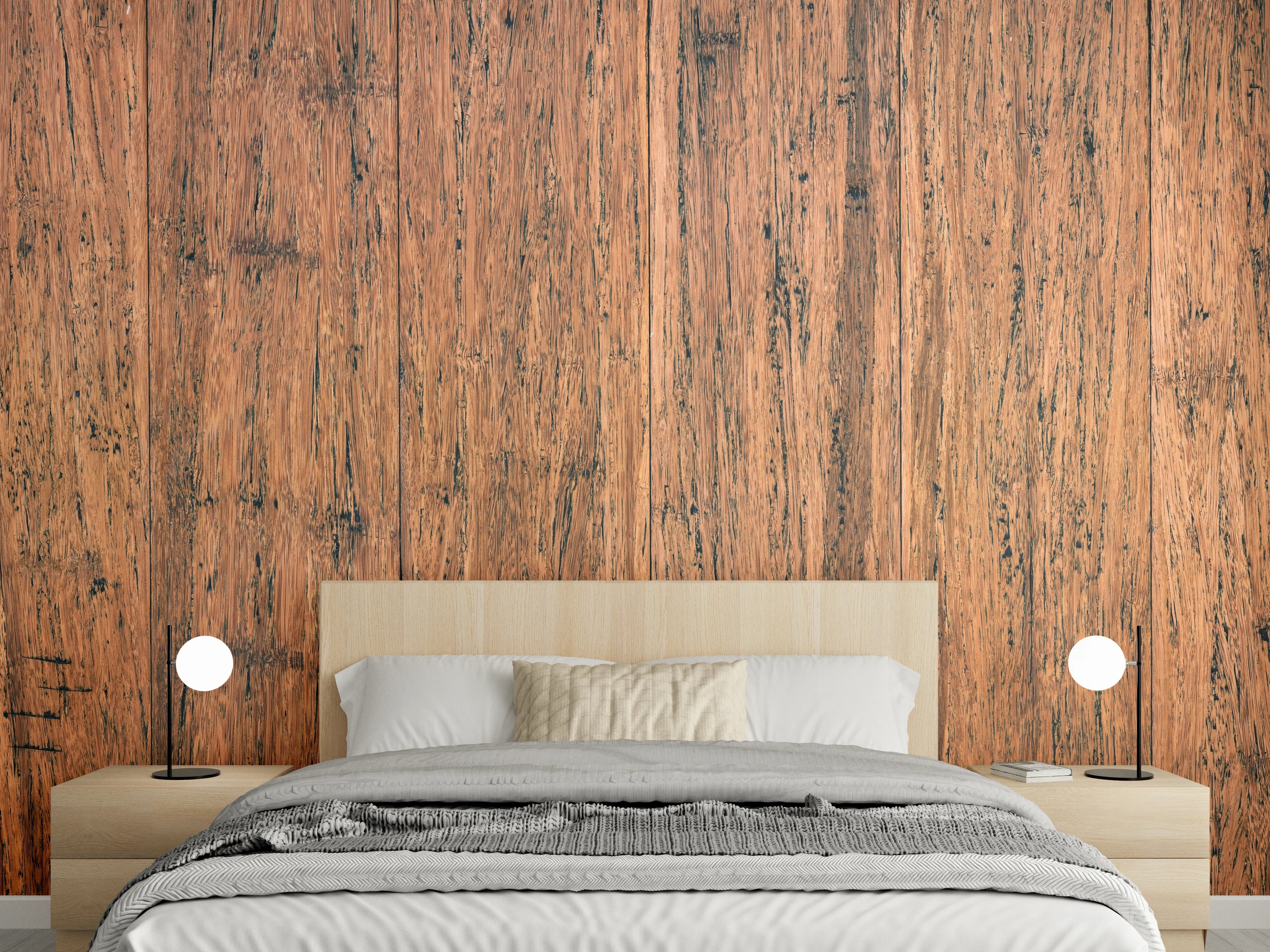 Wandverkleidung Schlafzimmer - Dunkelbraunes rustikales Holzbrett