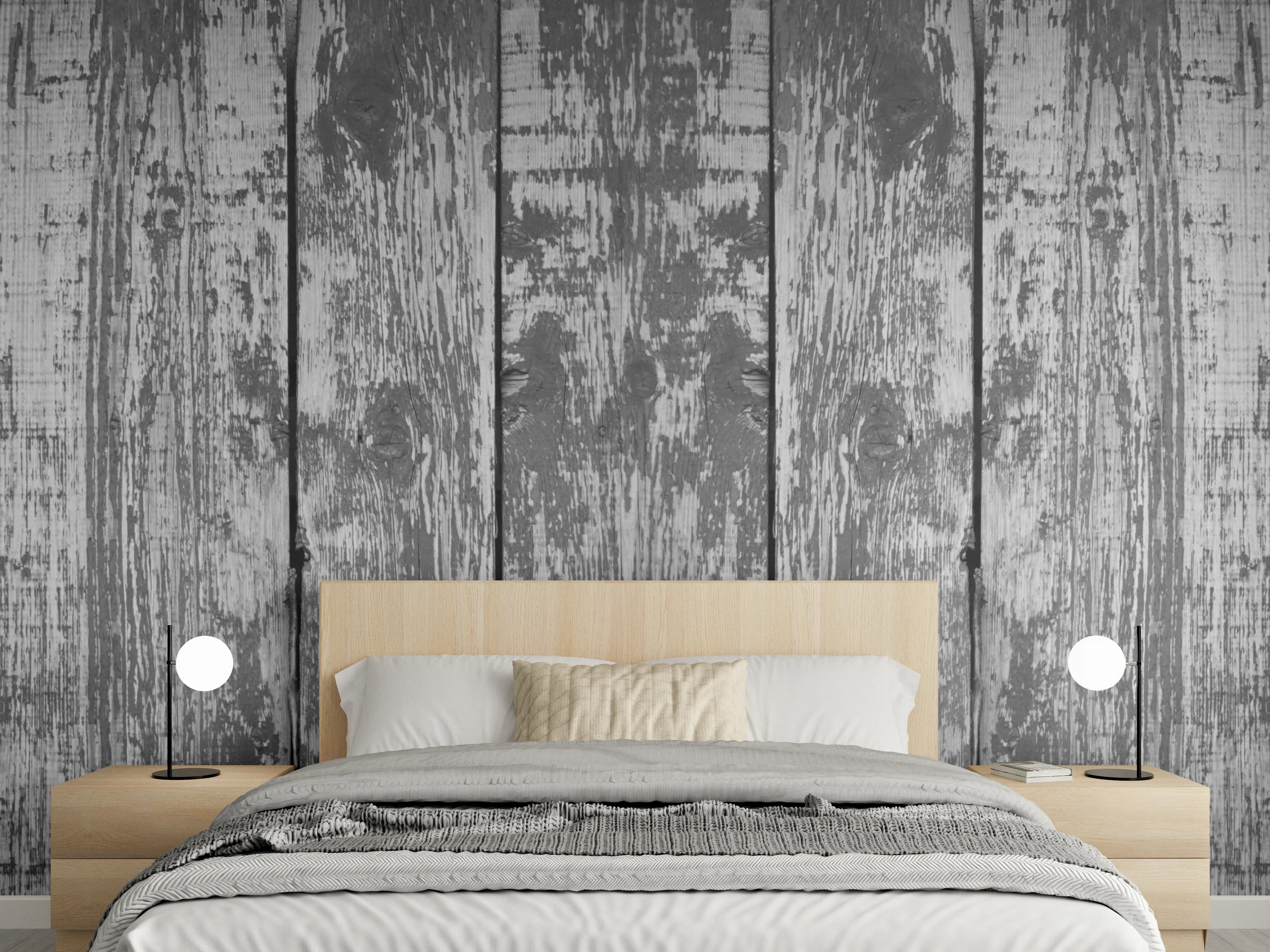 Wandverkleidung Schlafzimmer - Dunkelgrauer Holzhintergrund