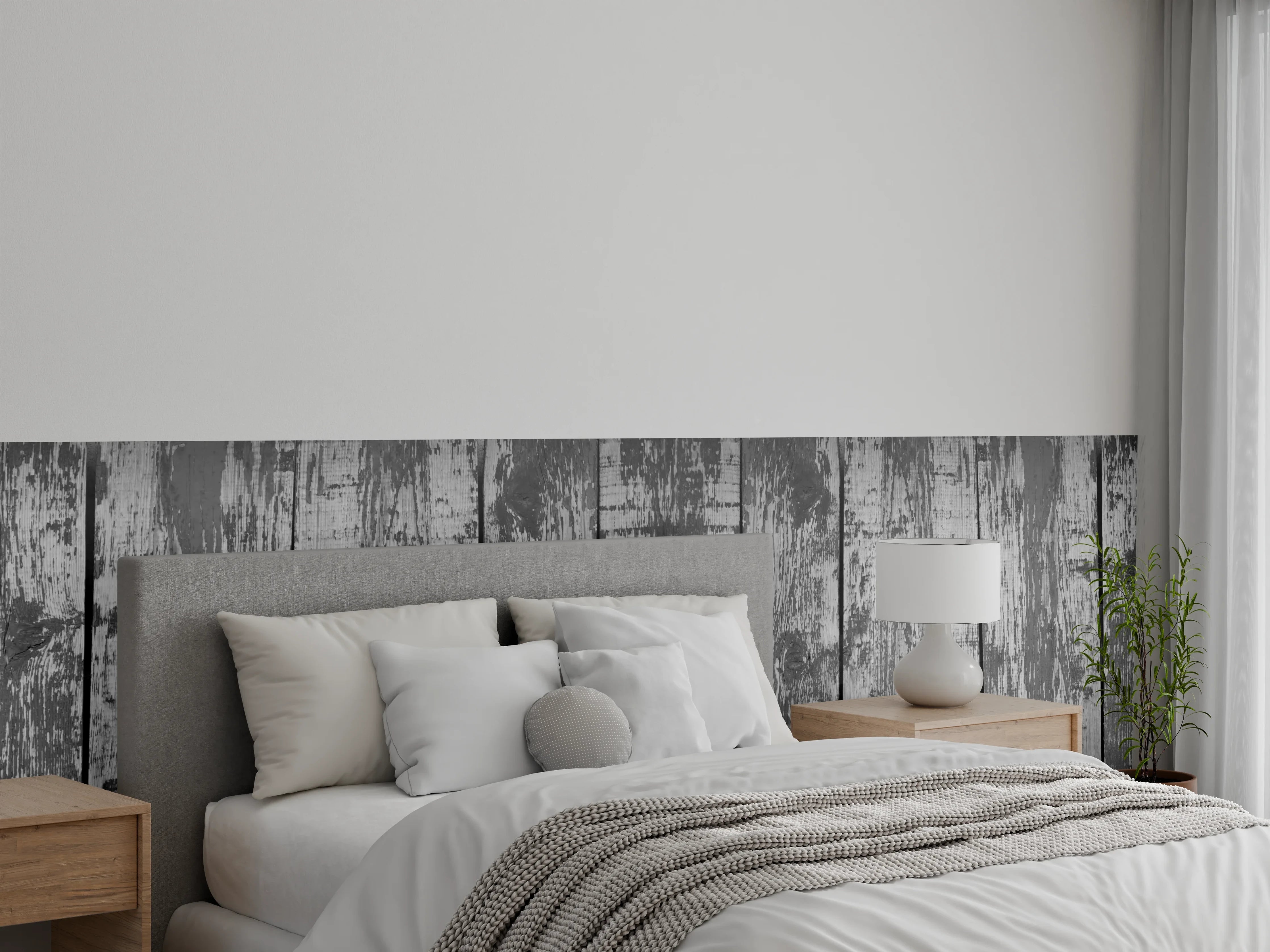 Wandverkleidung Schlafzimmer - Dunkelgrauer Holzhintergrund