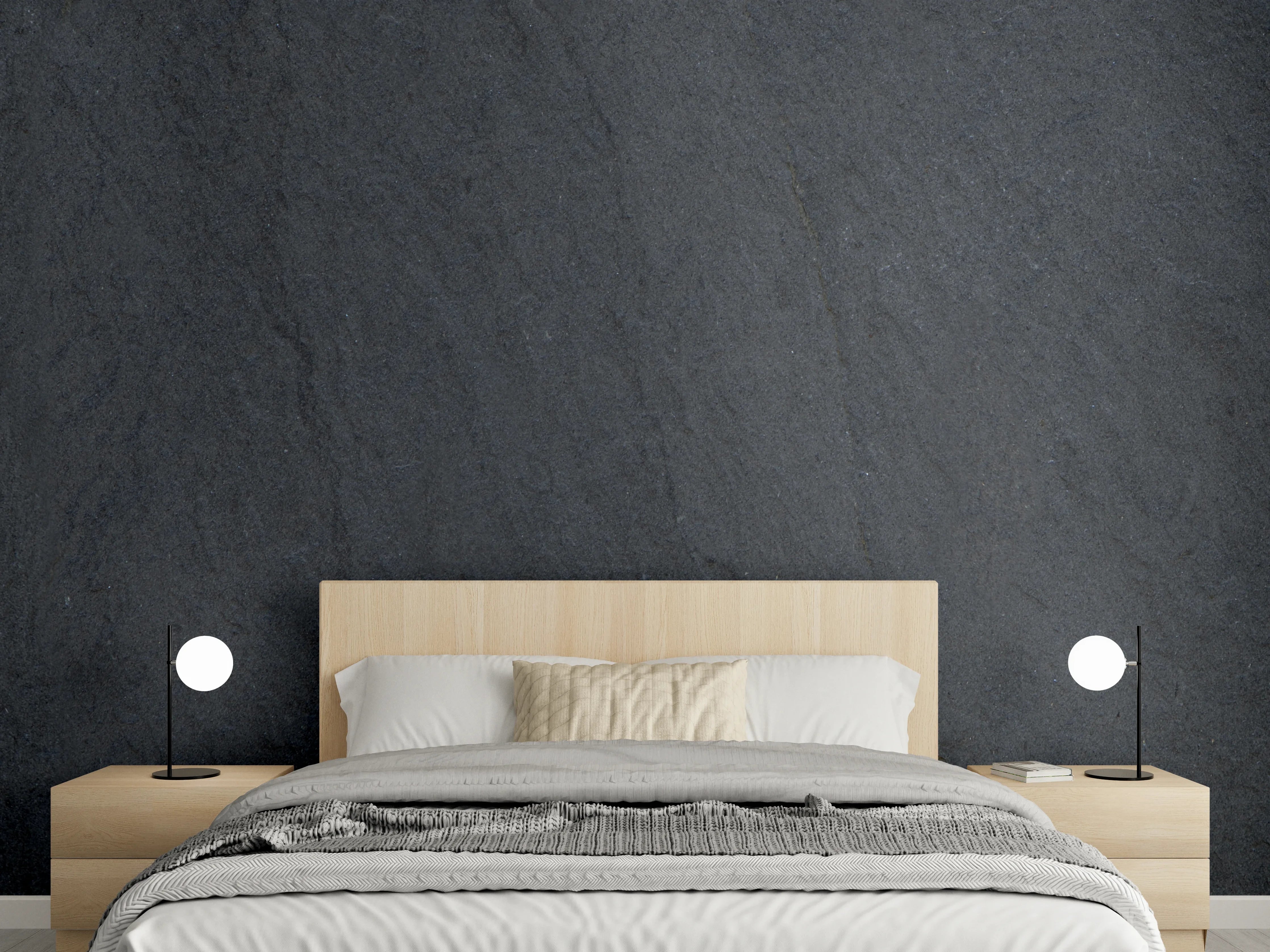 Wandverkleidung Schlafzimmer - Dunkelgrauer Schiefer