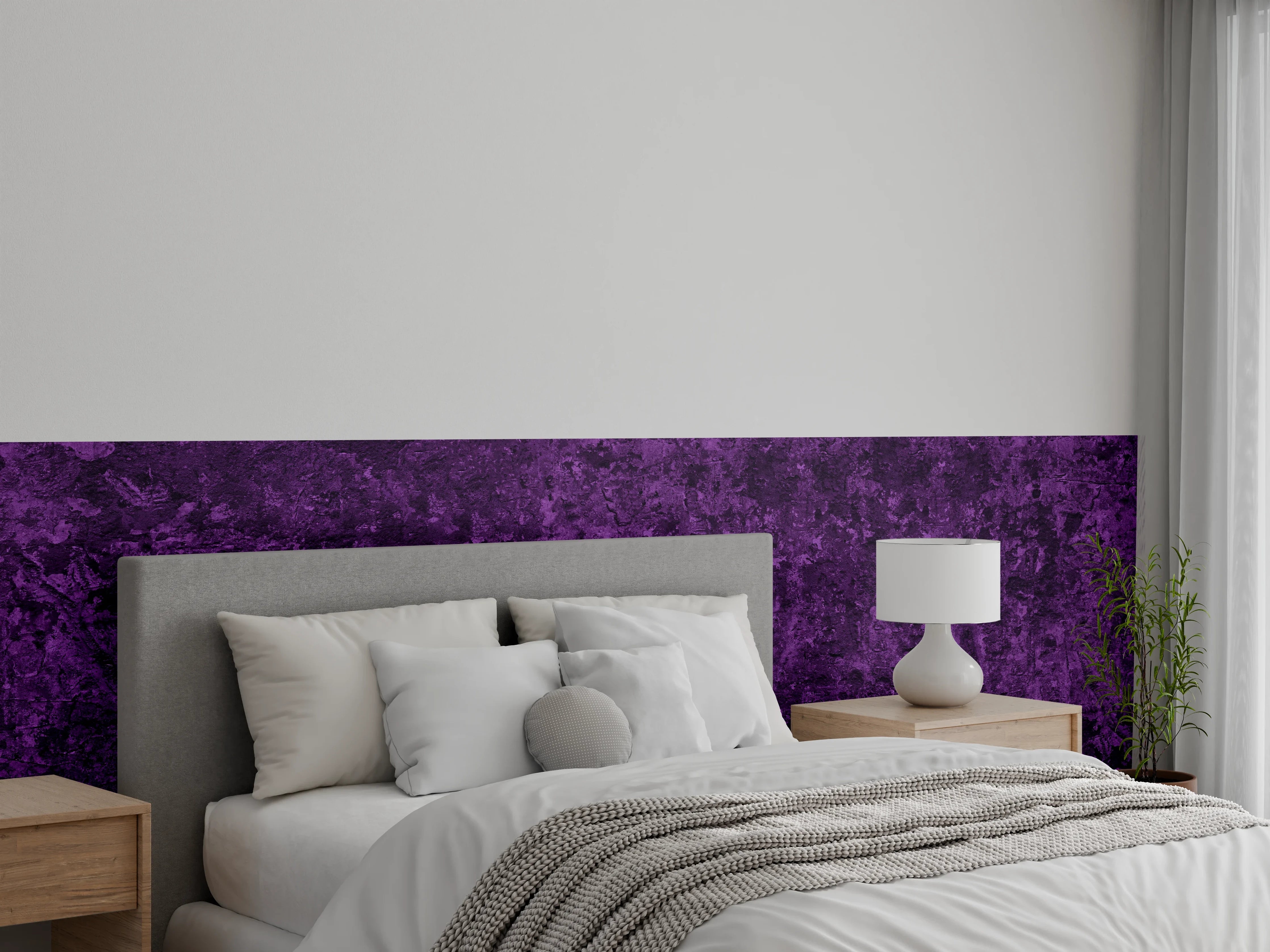 Wandverkleidung Schlafzimmer - Dunkelviolette grobe Wandtextur