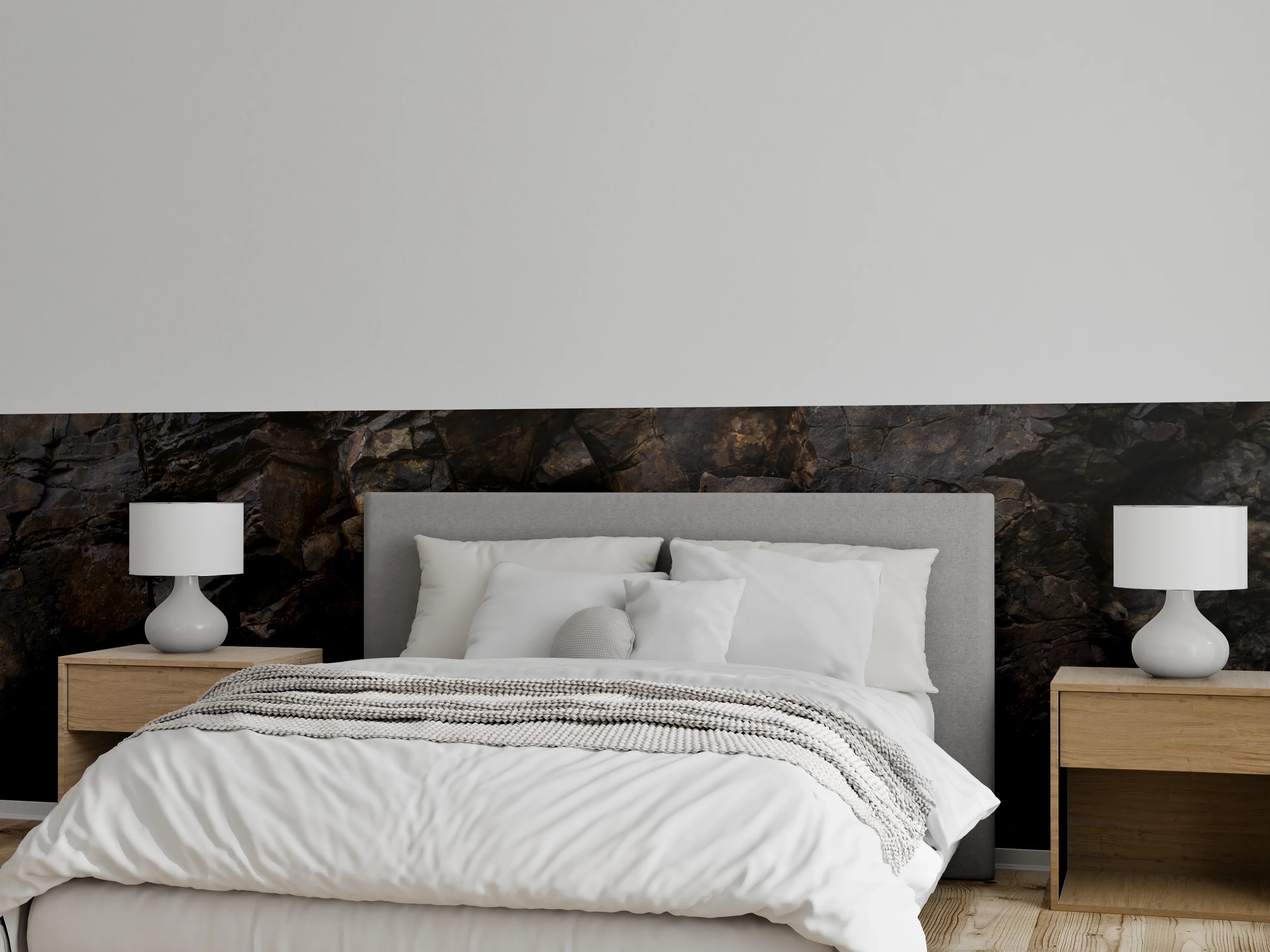 Wandverkleidung Schlafzimmer - Dunkle Basalt-Felswand Struktur Natur